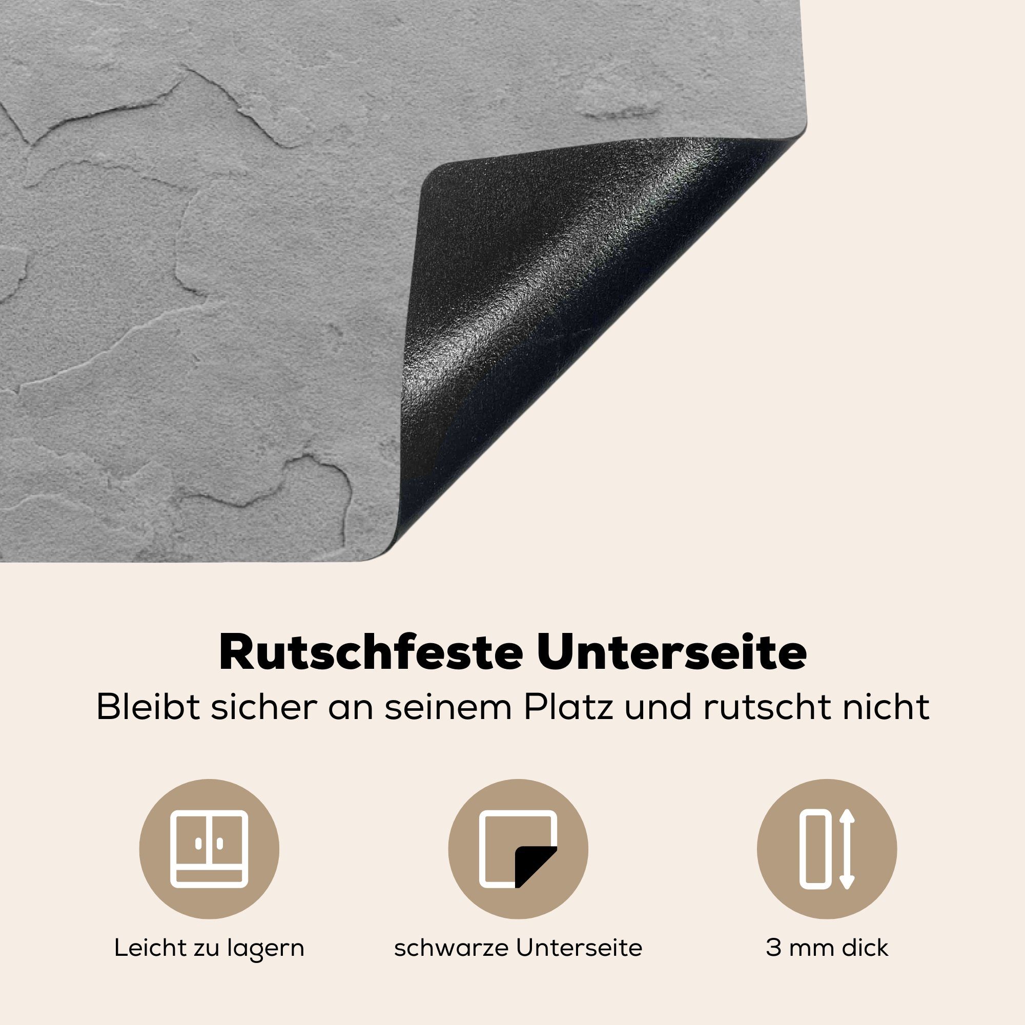 MuchoWow Herdblende-/Abdeckplatte - Induktionskochfeld 81x52 Steine - cm, die Vinyl, küche, Granit Textur, Grau Schutz (1 Ceranfeldabdeckung tlg), für 