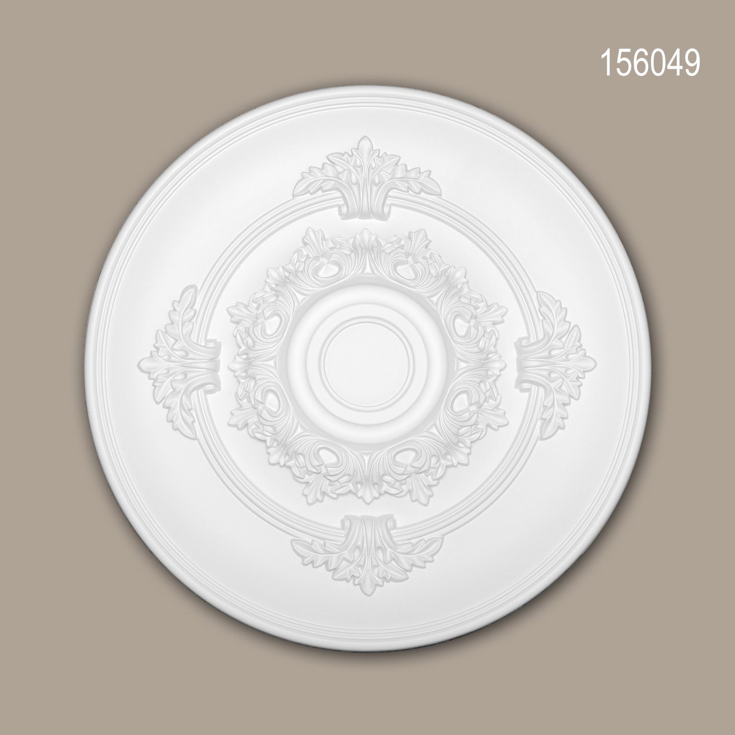 Profhome Decken-Rosette 156049 (Rosette, 1 St., Deckenrosette, Medallion, Stuckrosette, Deckenelement, Zierelement, Durchmesser 34,6 cm), weiß, vorgrundiert, Stil: Neo-Empire