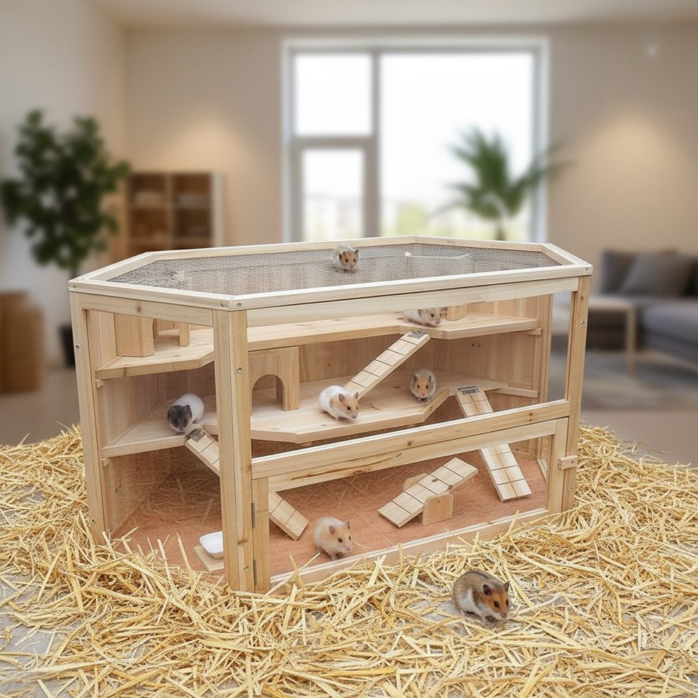 Feel2Home Kleintierkäfig Kleintierkäfig Holz Hamsterstall Meerschweinchenha günstig online kaufen