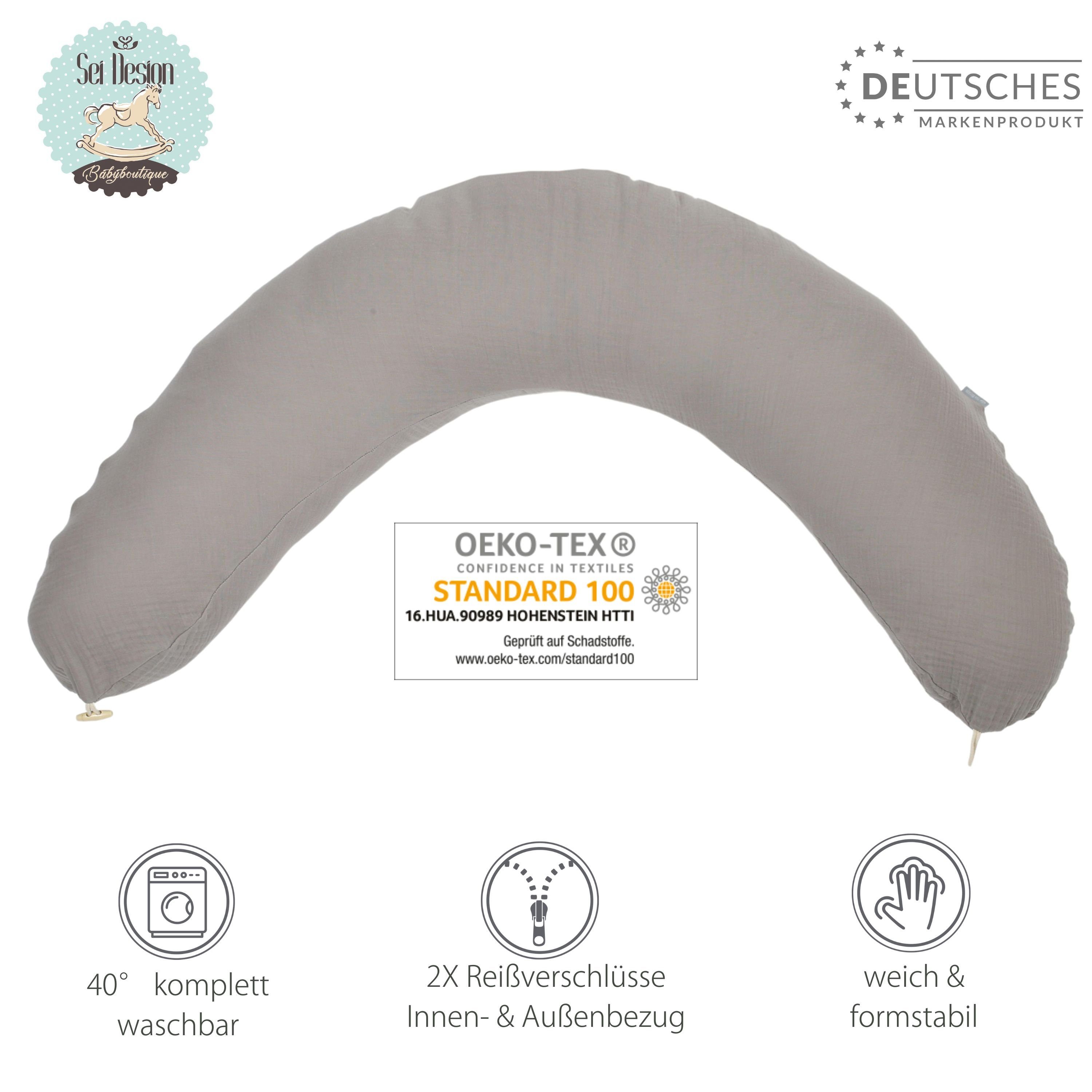 mit Bezug, XXL, Stillkissen Kuschelnest Bezug Schwangerschaftskissen Baumwolle 100% Design SEI Seitenschläferkissen Babynestchen