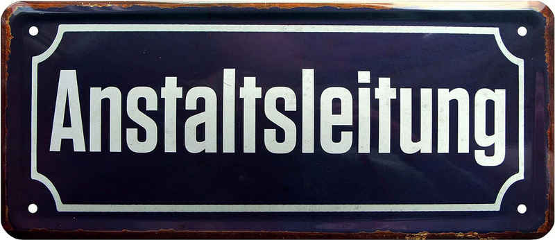 WOGEKA ART Metallbild Anstaltsleitung - 28 x 12 cm Retro Blechschild Büro