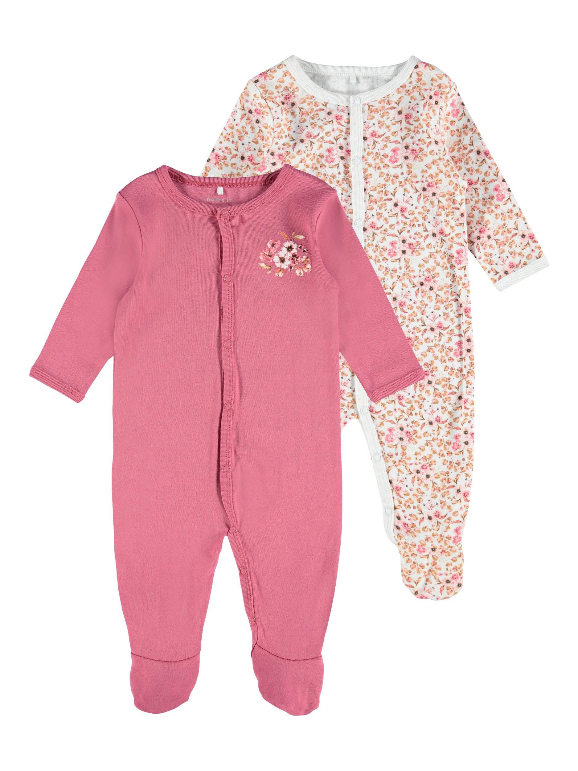 Strampler Baby Mädchen 2er Pack Strampler mit Füßen