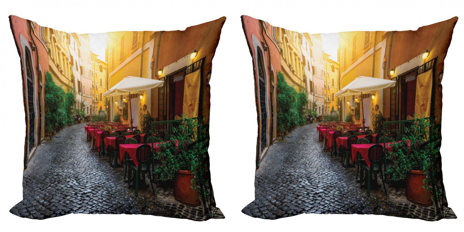 Doppelseitiger Digitaldruck, (2 Abakuhaus Stück), Häuser Accent Italien Kissenbezüge Trastevere Alte Modern Stadt