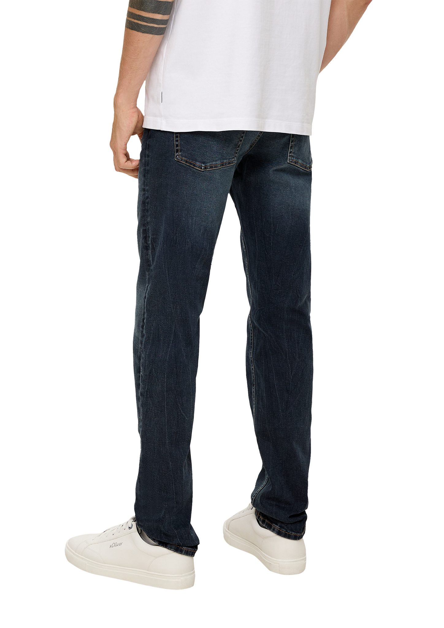 Slim Fit Rise dunkelblau Jeans / Slim / Leg s.Oliver / Label-Patch, Mid Stoffhose Destroyes Nelio