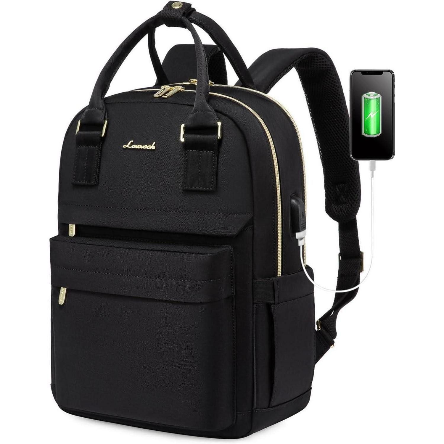 LuxusKollektion Minirucksack Damen Rucksack Klein 14 Zoll Laptopfach Schwarz Wasserdicht Mini Uni