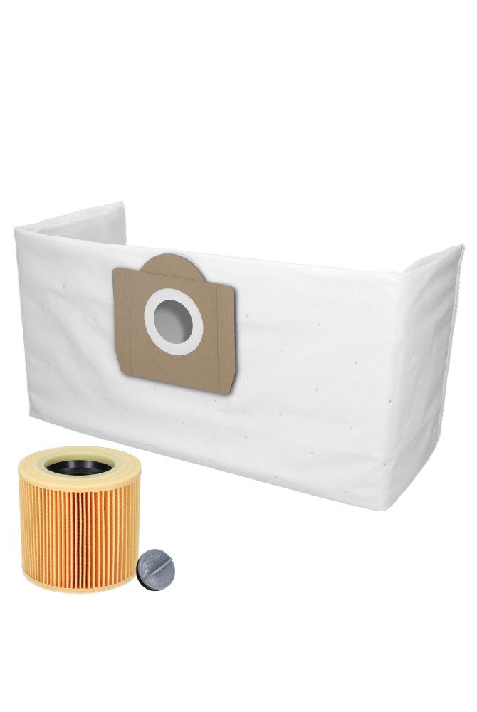 McFilter Staubsaugerbeutel (10 Stück) + 1 Filter, passend für Nass- Trockensauger Kärcher WD3 WD 3 und MV3 MV 3, A2604 A2204 A2254 Staubsauger, 11 St., Alternative für 6.959-130.0 (Beutel), 6.414-552.0 (Patronenfilter)