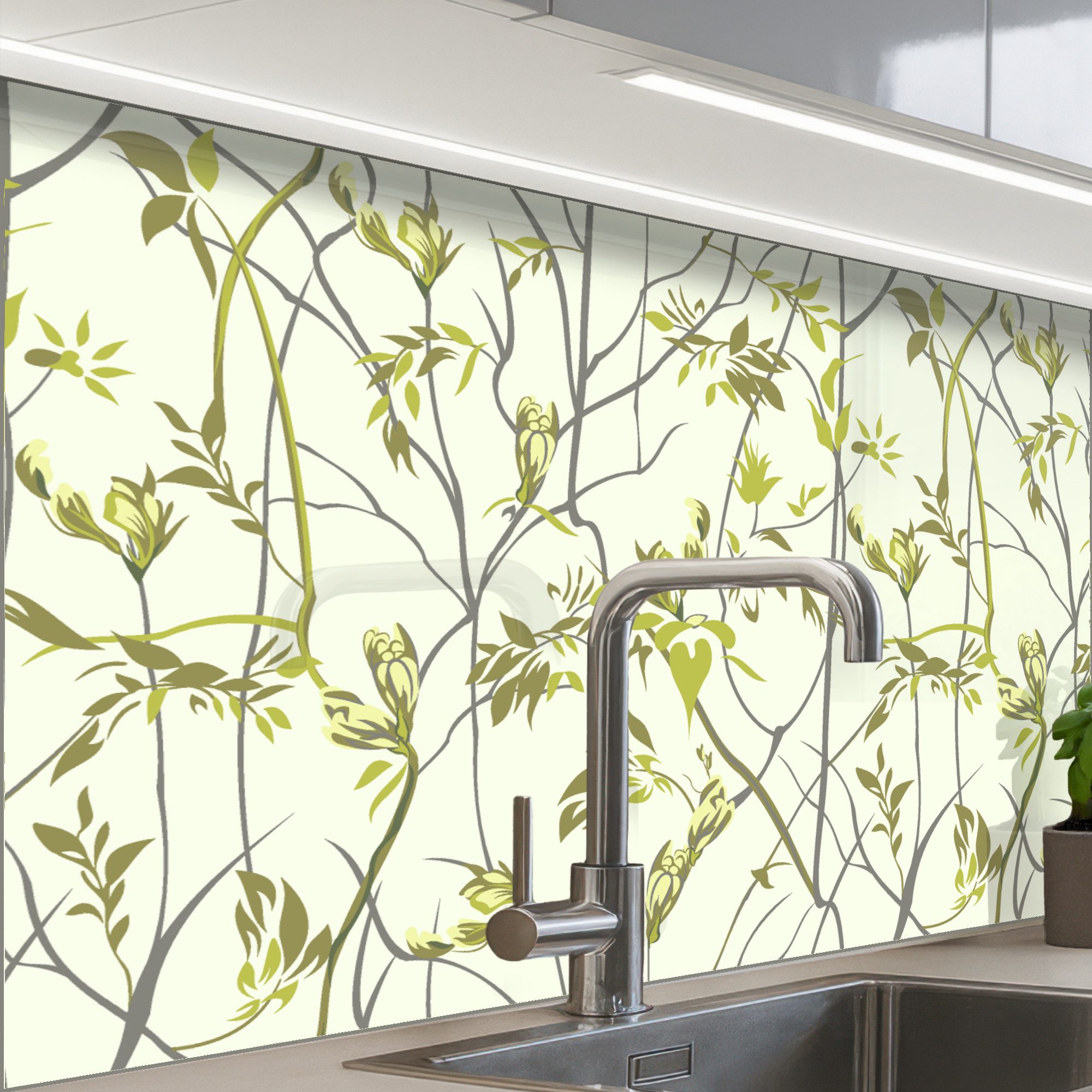 KitchenYeah Küchenrückwand Muster selbstklebend (keine Folie) Muster - Dschungel - Pflanzen, (1-tlg), Spritzschutz, Küche, Rückwand, Küchenwand, Küchenfront, 30x20 cm