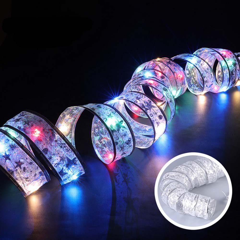 Rosnek LED-Lichterkette Schleife, wasserdicht, batterie, für Weihnachtsbaum Party Deko, Kupferdraht Silber (Mehrfarbig)