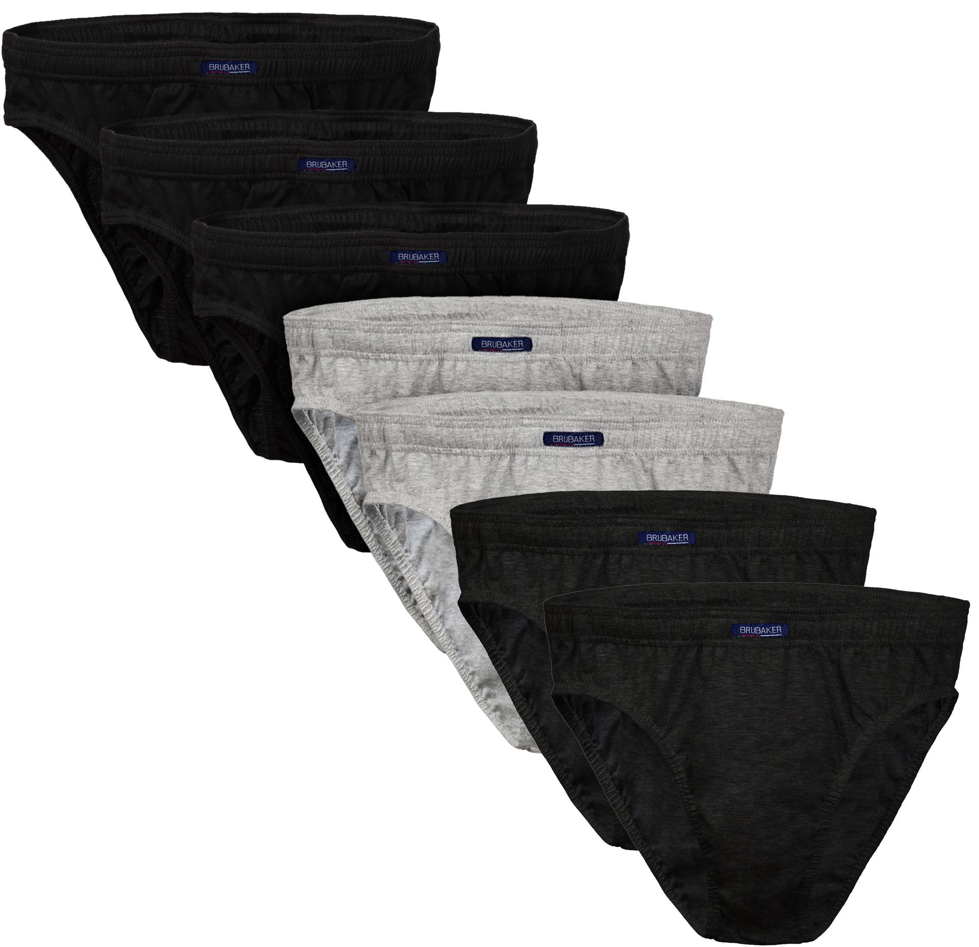 BRUBAKER Slip Herren Unterhose aus Baumwolle (Spar-Pack, 7-St., 7er-Pack) Großpackung Männer Unterwäsche, sehr bequeme Passform 3x Schwarz, 2x Grau, 2x Anthrazit