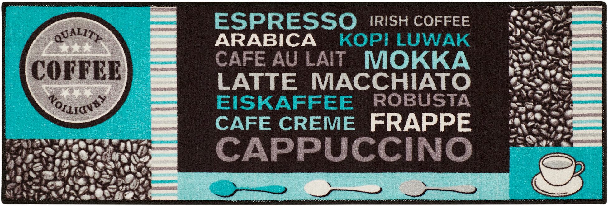 Andiamo Küchenläufer Cafe Creme, rechteckig, Höhe: 4 mm, Motiv Kaffee, mit Schriftzug, Größe 50x150 cm, Küche
