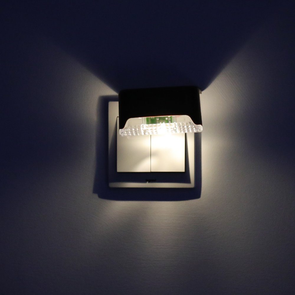 warmweißes, Schwarz Treppenlicht IP65 fest LED-Beleuchtung integriert, LED Gartenleuchte Wasserdicht LETGOSPT für Zaunleuchte, außen Solarleuchten Solarleuchte LED