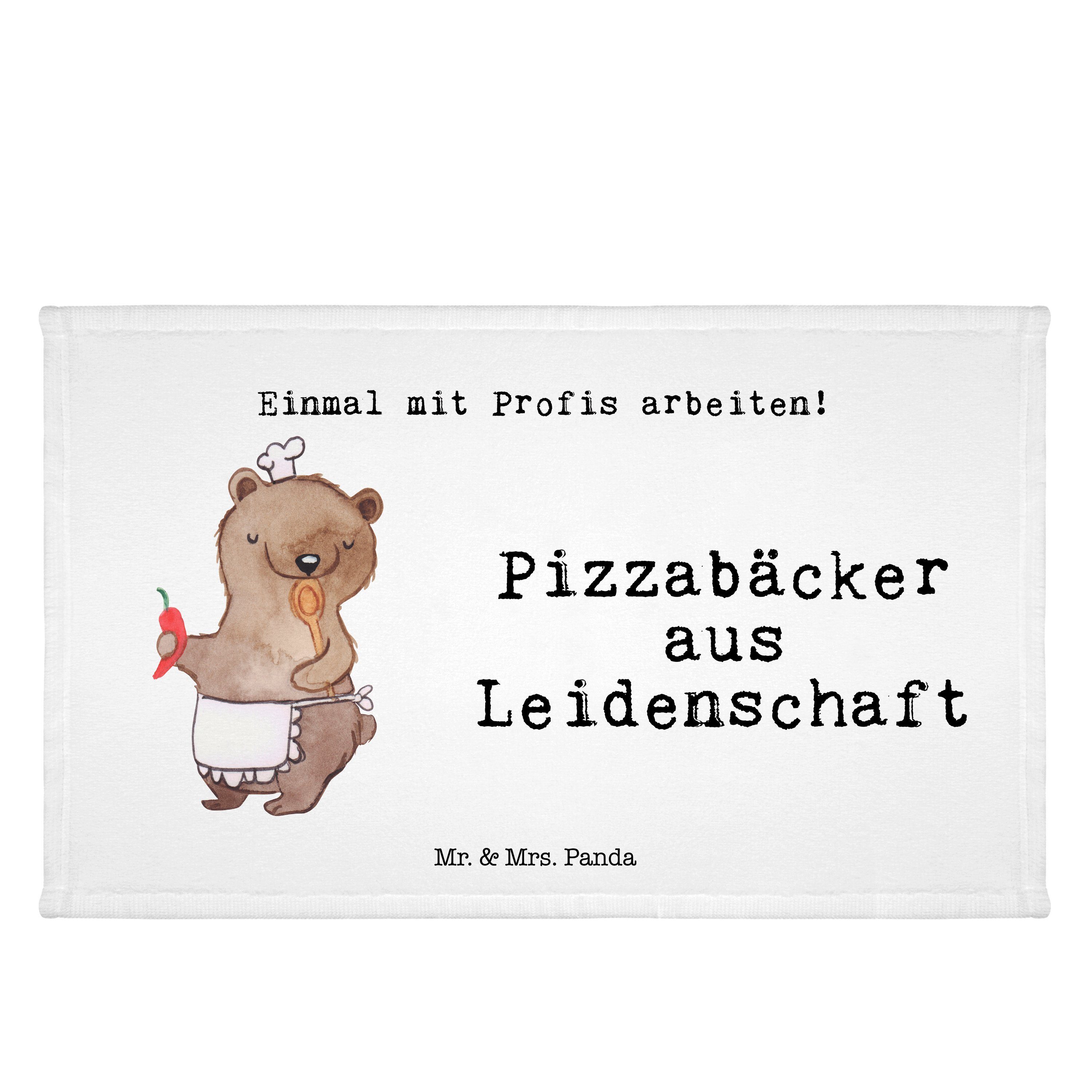 Mr. & Mrs. Panda Handtuch Dankeschön, Weiß - Geschenk, Pizzabäcker (1-St) Leidenschaft aus - Frottier