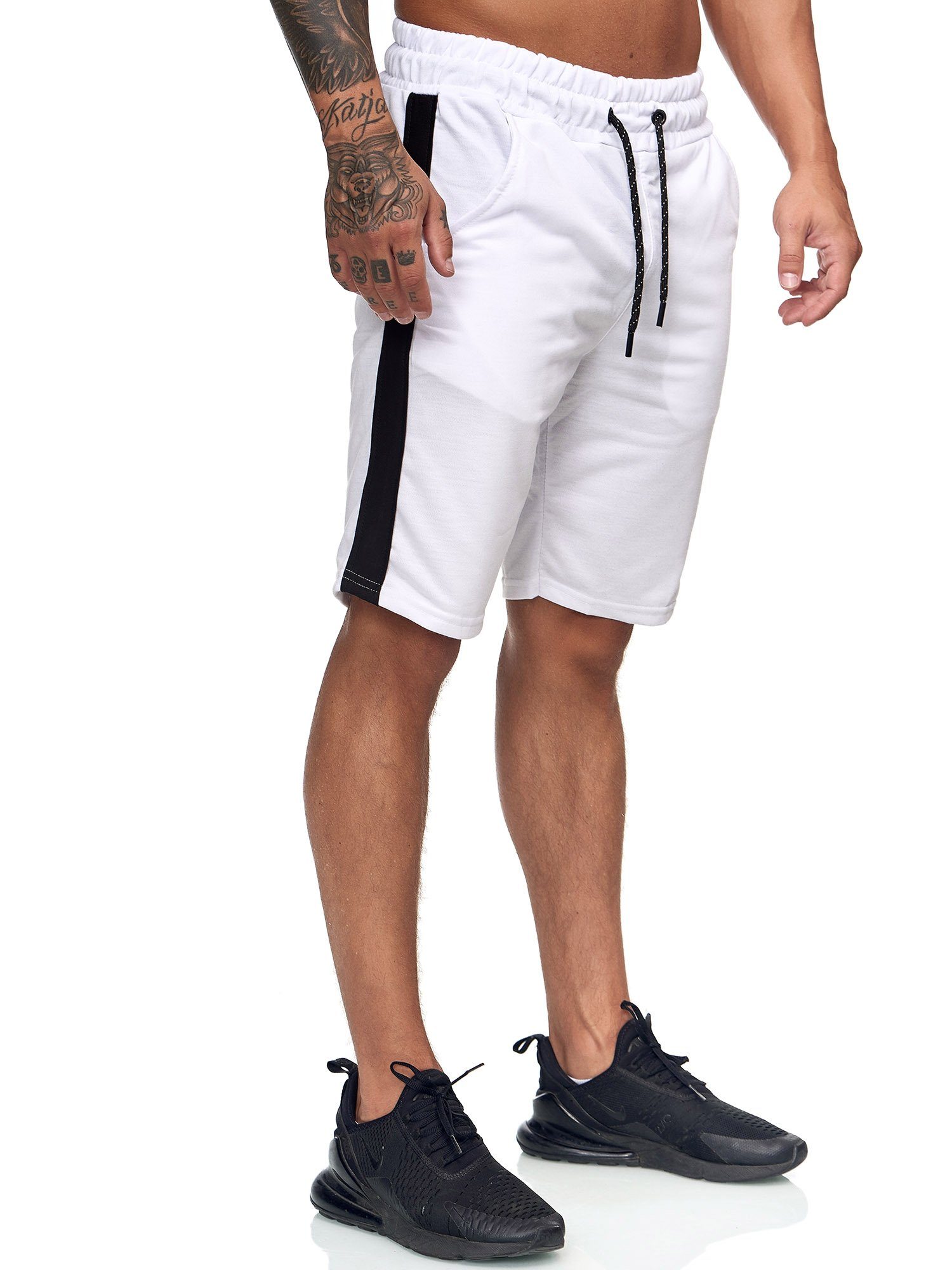 Shorts (Kurze modischem Design) Bermudas im Sweatpants, Casual Fitness Weiss 1-tlg., Freizeit 1400+1407C 1400 Hose Schwarz OneRedox