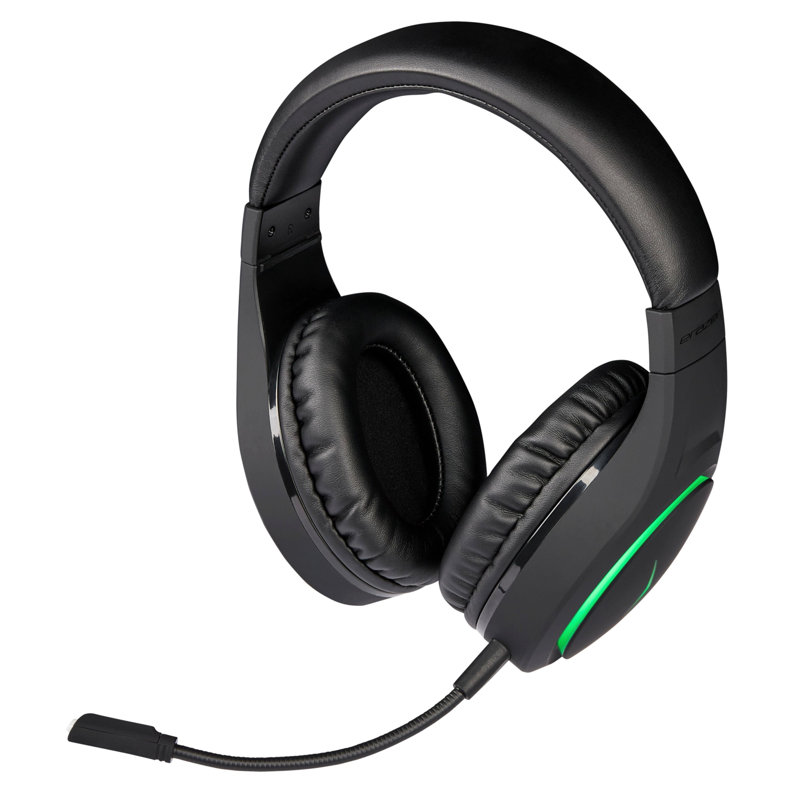 Wiederaufladbar, Ear X83010 Medion® Over Mikrofon, Kopfhörerbuchse, Integriertes Ohm MD88980) EIN/AUS-Schalter, Over-Ear-Kopfhörer Bass 40mm Headset Gaming ERAZER Gaming, 32 Ergonomisch, Lautstärkeregler, (Beleuchtet, Wireless