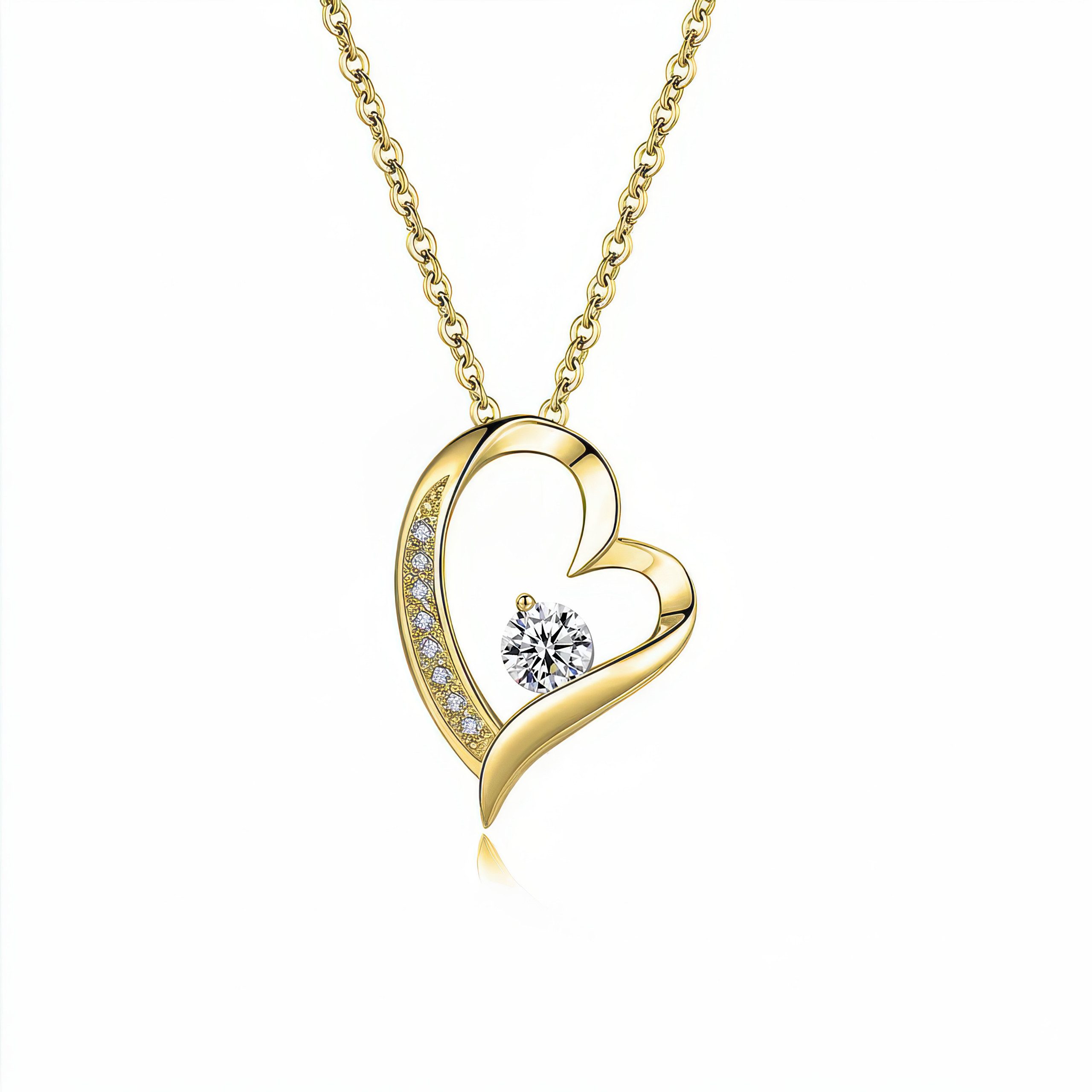 salazar.plus Kette mit Anhänger Elegante 925 Silber vergoldete Luxus Damenkette mit Herzanhänger, Luxuriöse 925er Herzkette vergoldet – romantisches Geschenk