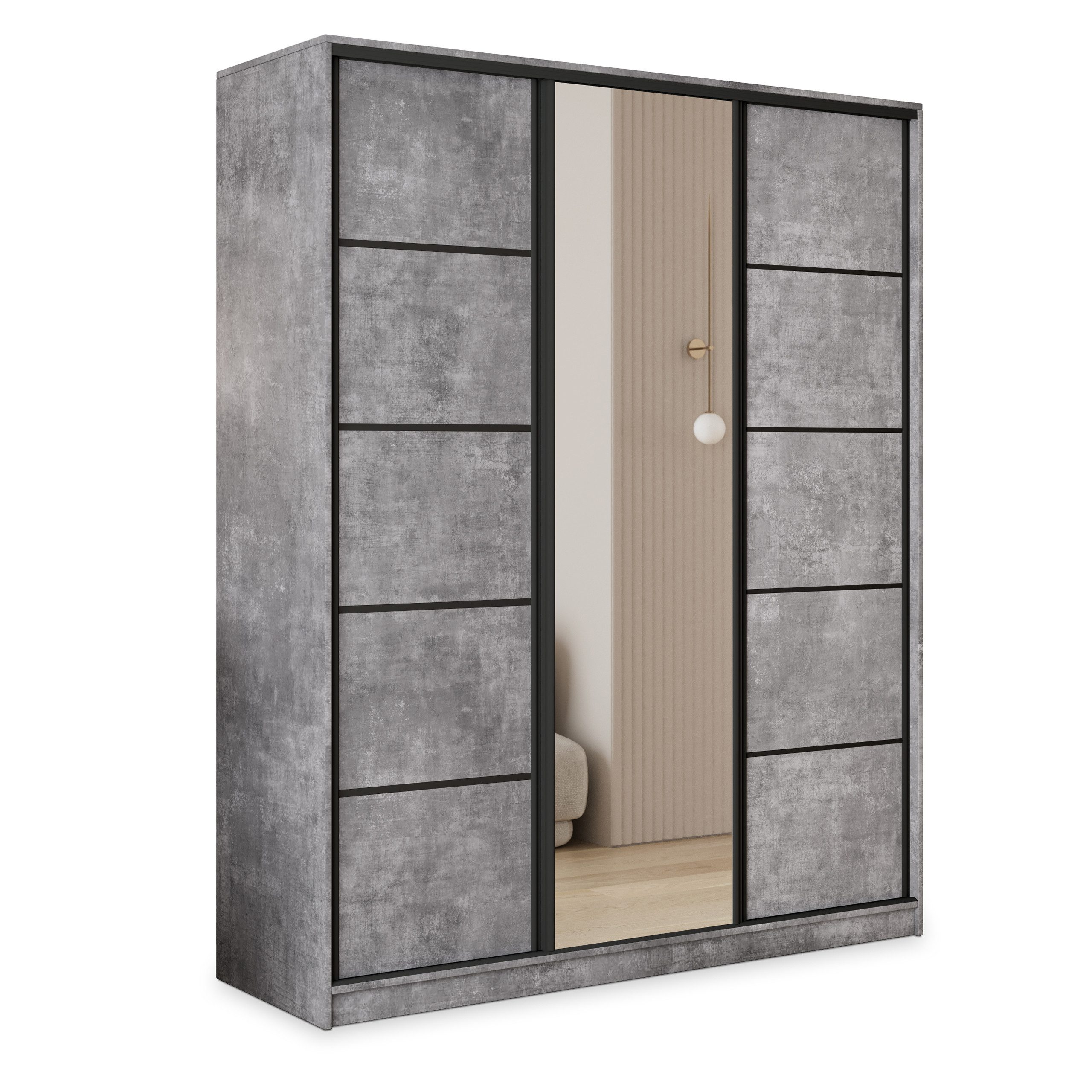 Masseno Schwebetürenschrank PINA Kleiderschrank mit Spiegel günstig online kaufen