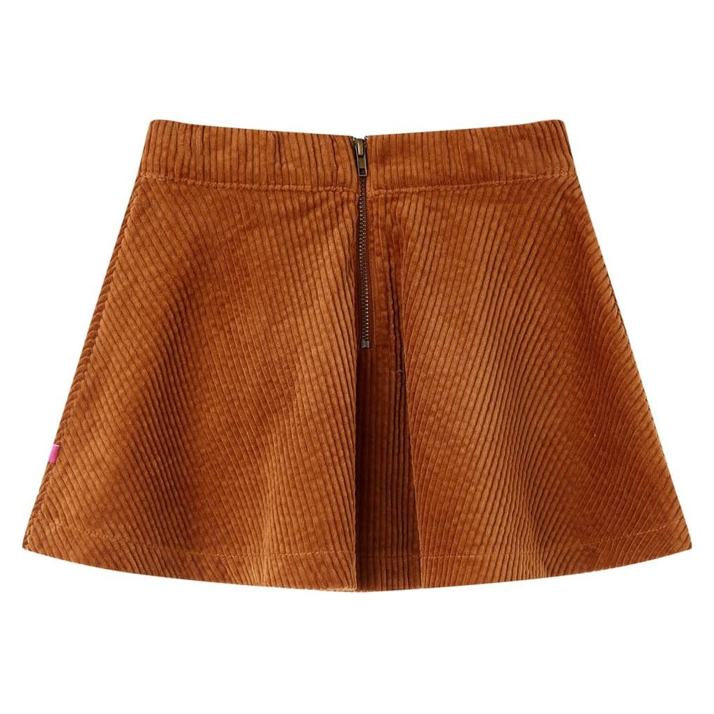 vidaXL Faltenrock Kinderrock mit Taschen Cord Cognac 104
