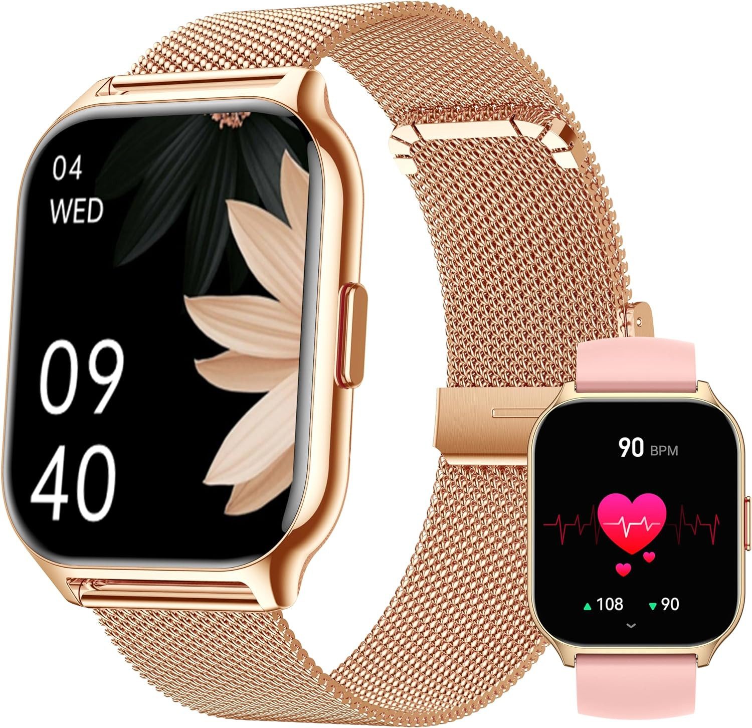 Damen's Fitness Tracker Telefonfunktion IPx7 Wasserdicht Smartwatch