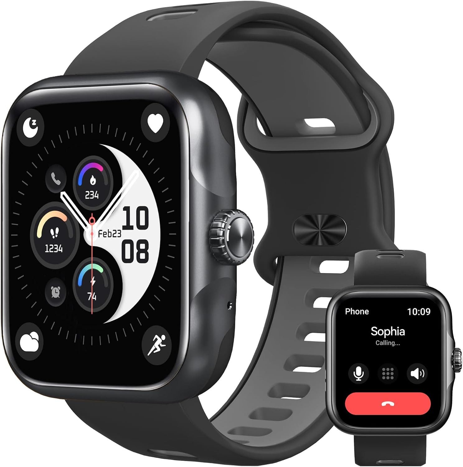 mit Telefonfunktion, Sportuhr Eingebautes GPS,Fitnessuhr,Schrittzähler Smartwatch