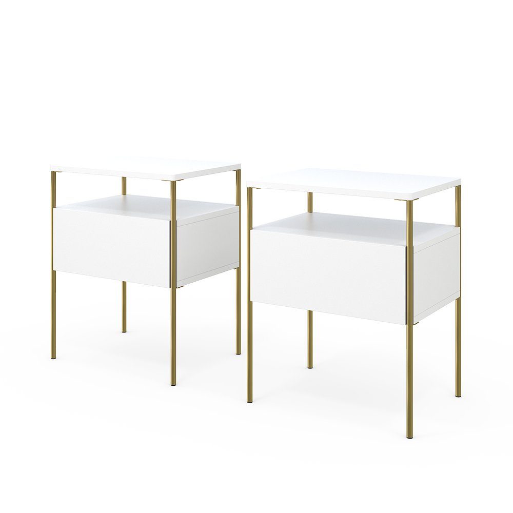 Vicco Nachtschrank Mira, Weiß/Gold, 40 x 50 cm 2er Set günstig online kaufen