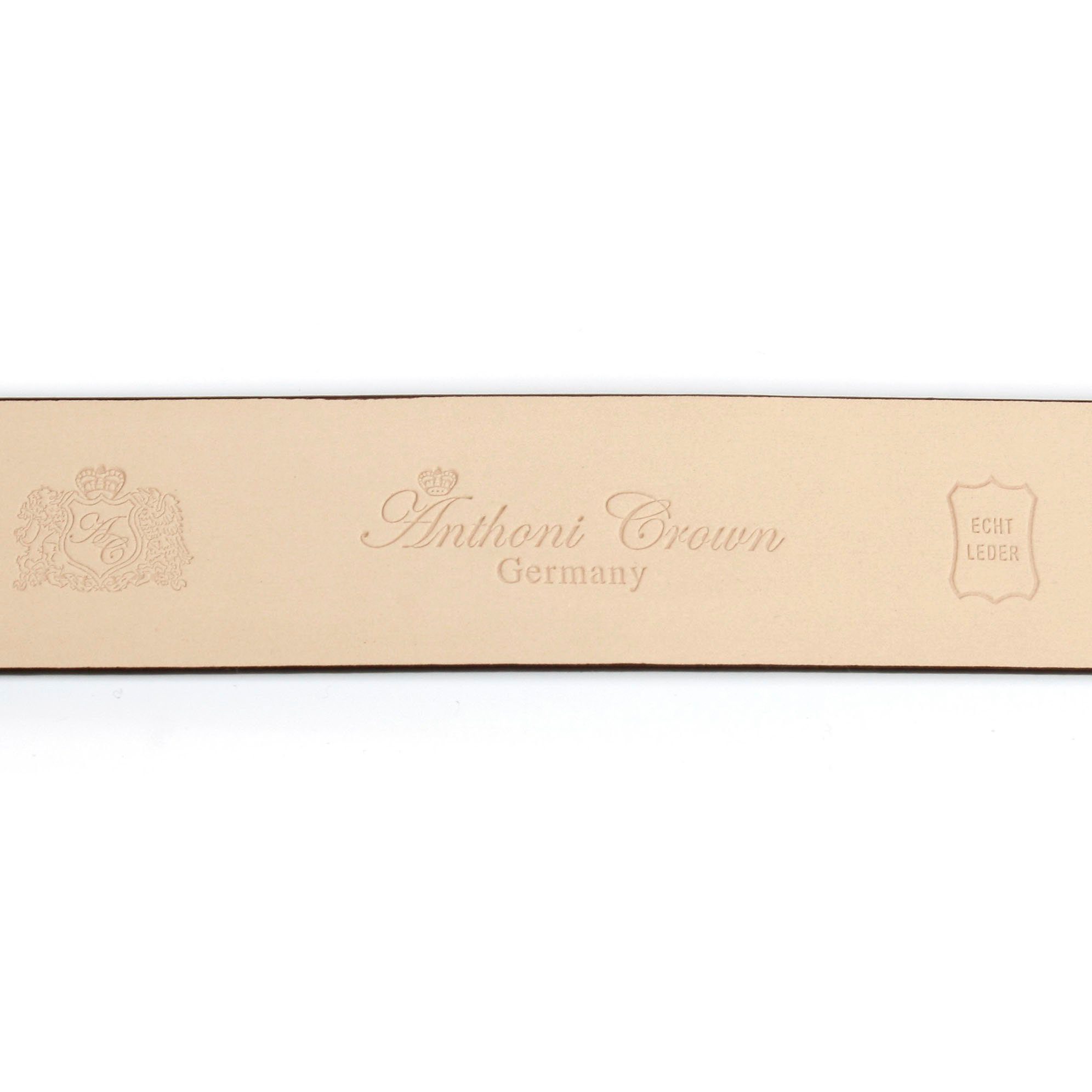 Crown goldfarbener Ledergürtel Koppel-Schließe filigraner grau mit Anthoni
