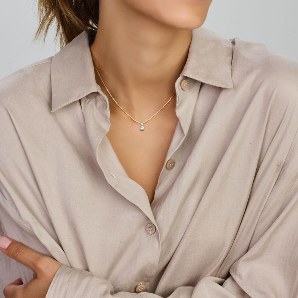 NICEANDnoble Kettenanhänger 585er Gelbgold kleiner Kettenanhänger mit Aquam günstig online kaufen