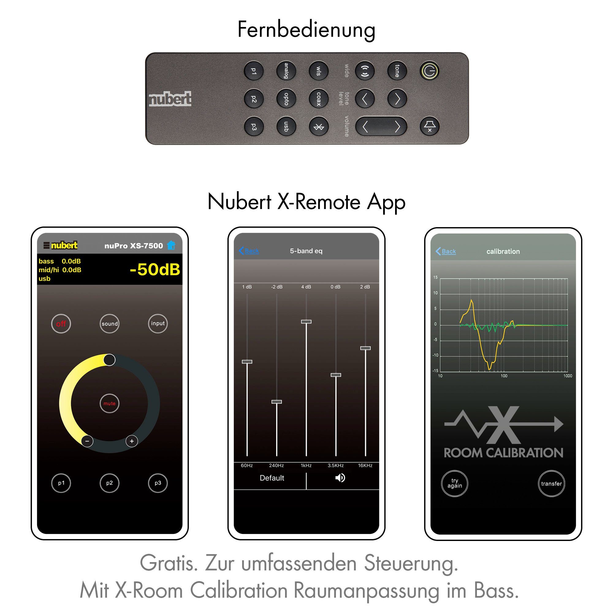 ampX Stereo Calibration, Sound, nuConnect Vollverstärker) Vollverstärker X-Room 2x Nubert 130 (Wide W, Schwarz