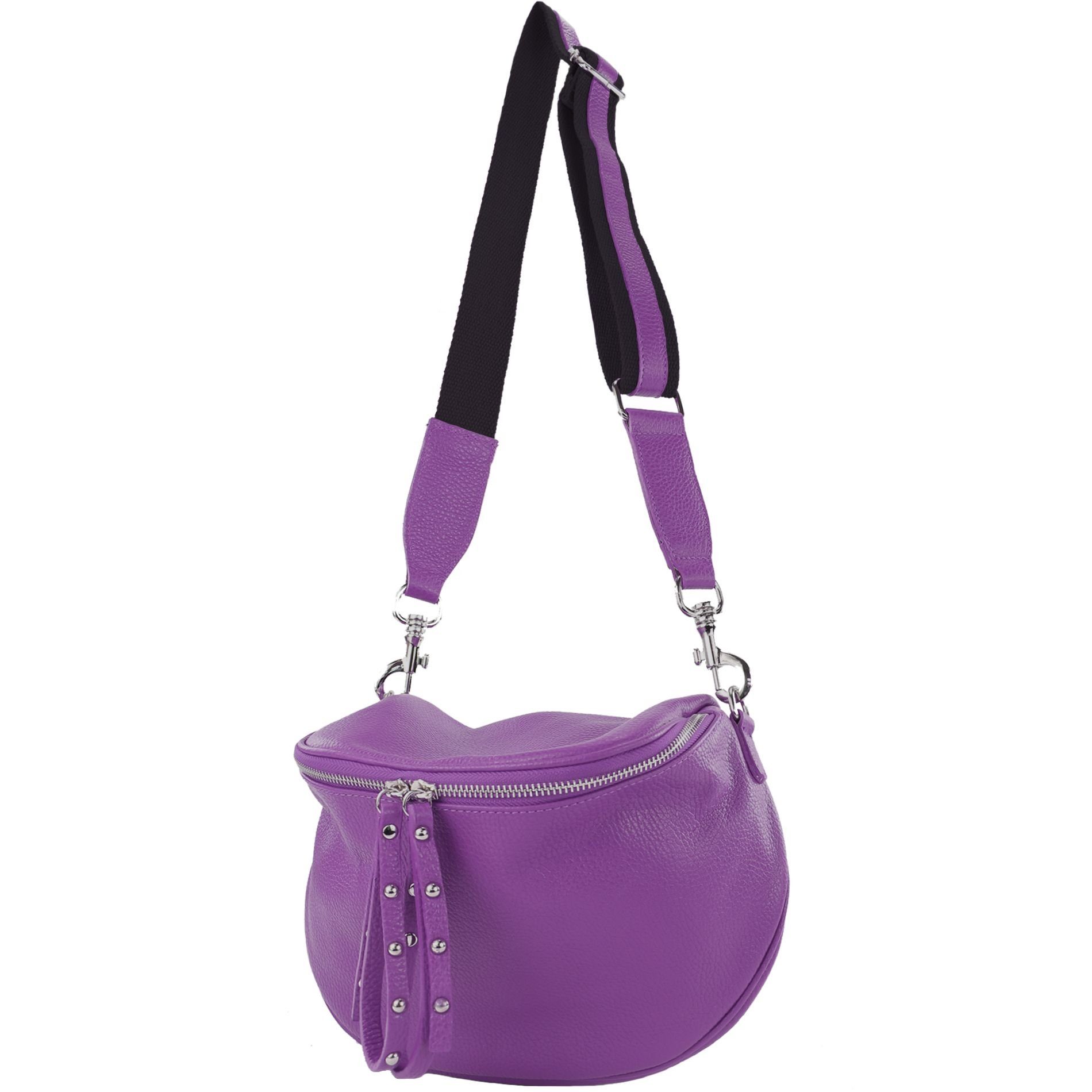 T236, Handmade Schultertasche de Echtleder Purple Italy modamoda in