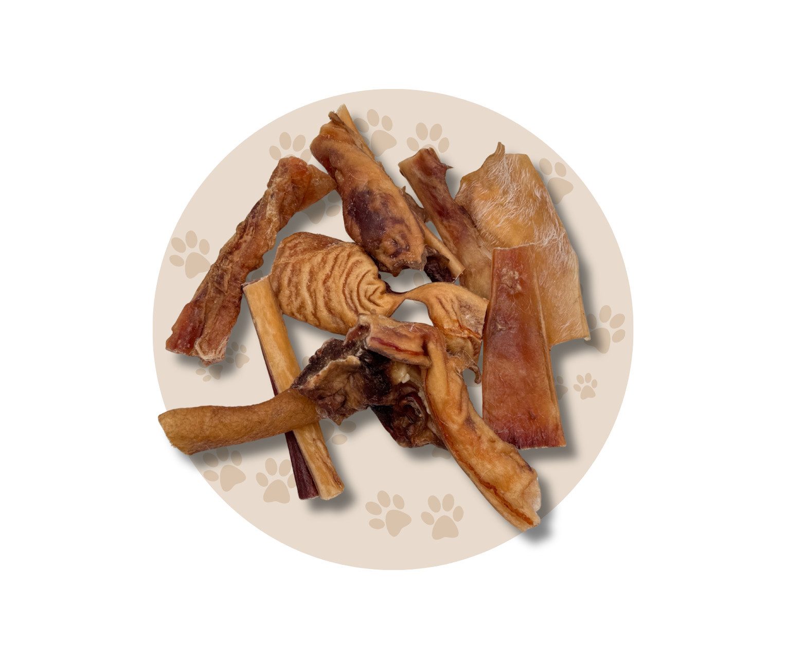 Warnick´s Tierfutterservice Rinderkopfhaut Abschnitte getrocknet - proteinreicher Hundesnack, Snack für: Hunde