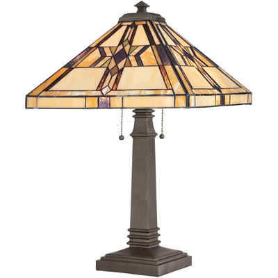 etc-shop LED Tischleuchte, Tischleuchte Schreibtischlampe Tiffany-Look Vintage H 63,5 cm 2 Flammig