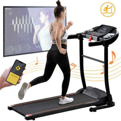 EXTSUD Laufband Indoor-Laufausrüstung, faltbares Laufband, Kinomap APP und Bluetooth-Konnektivität und LED-Anzeige, schwarz