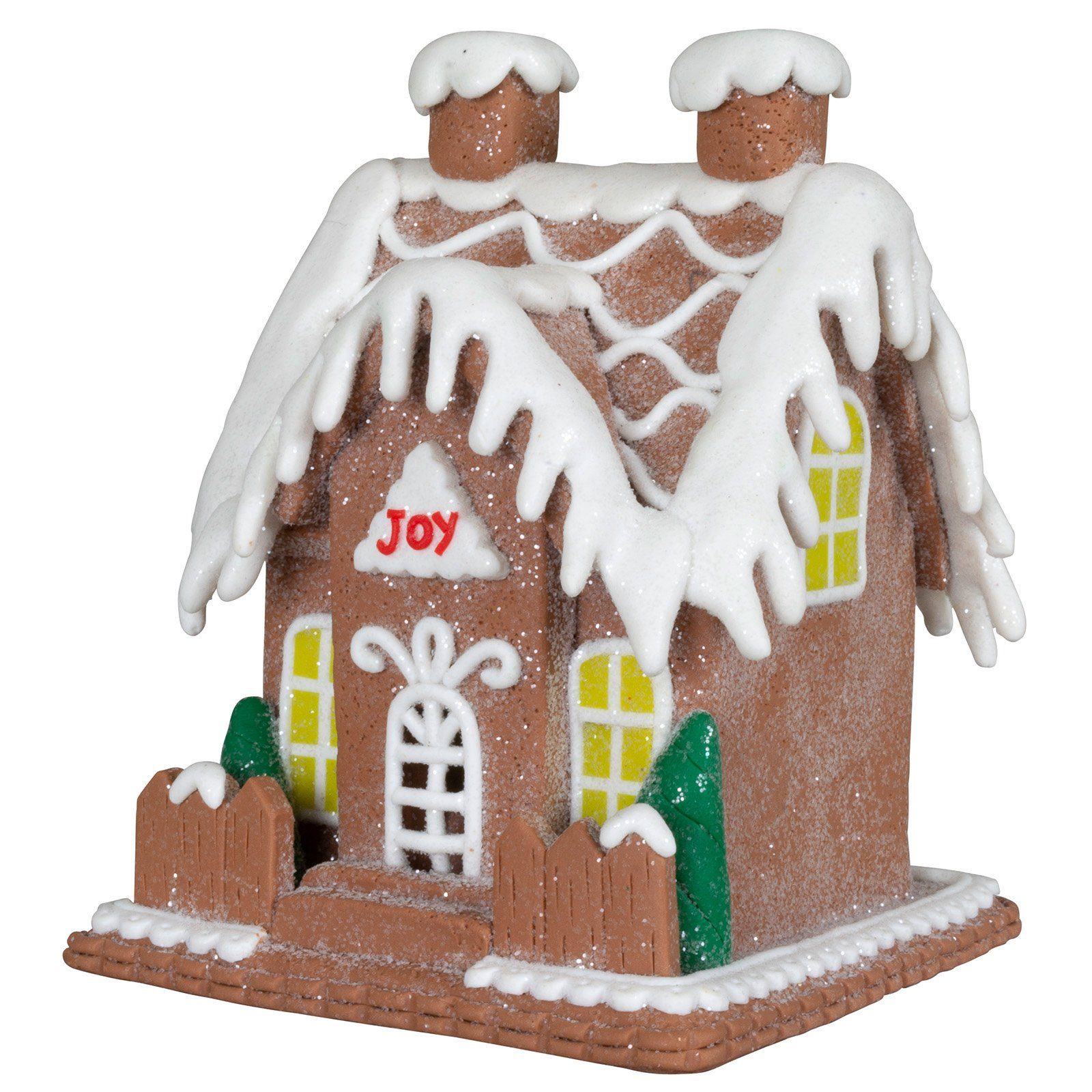 Christmas Paradise Weihnachtshaus weiß-braun Deko Lebkuchenhaus 13cm, Tischdekoration
