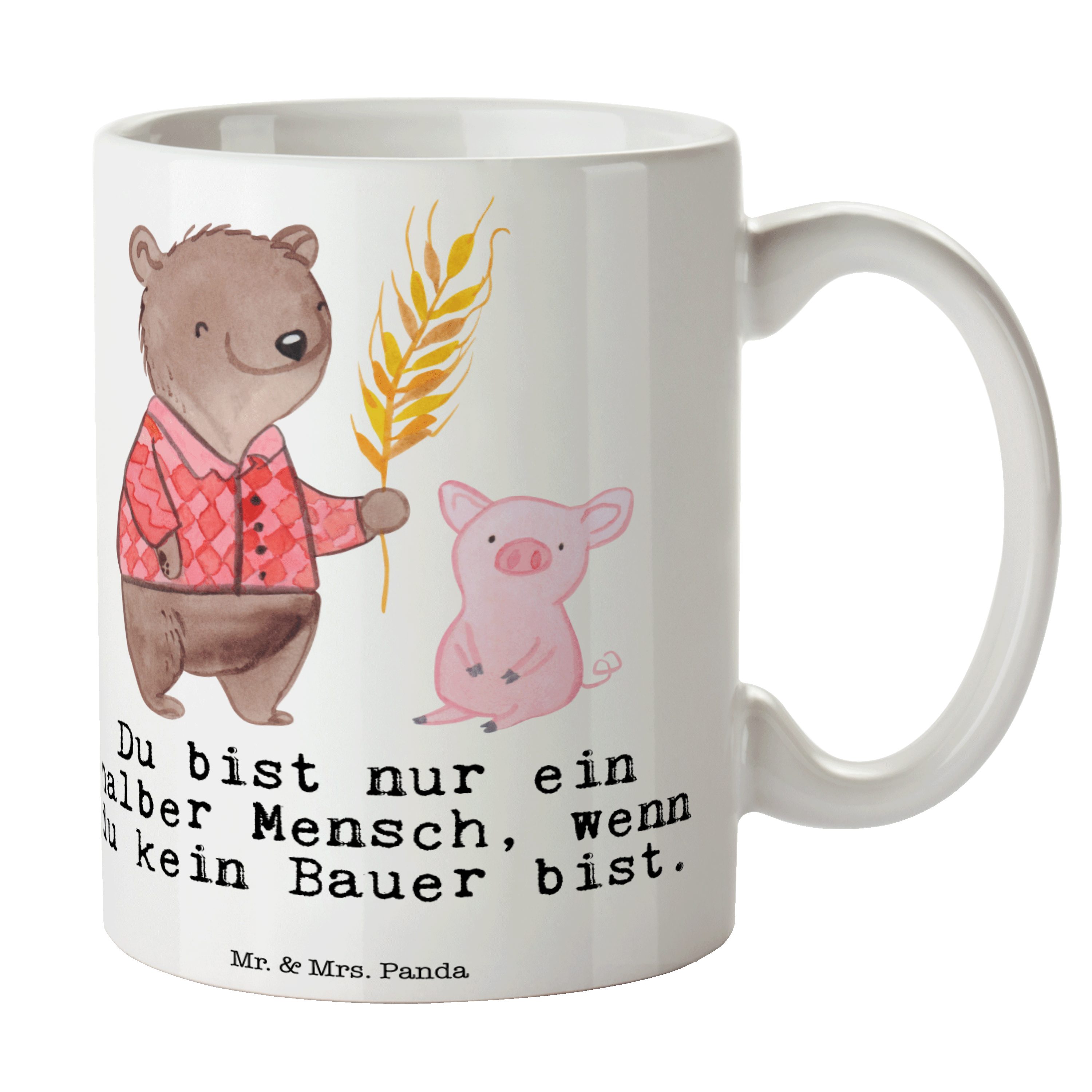 Agro, - mit Herz Geschenk, Mitarbeiter, Mr. & - Keramik Tasse, Tasse Mrs. Panda Bauer Bauernhof, Weiß