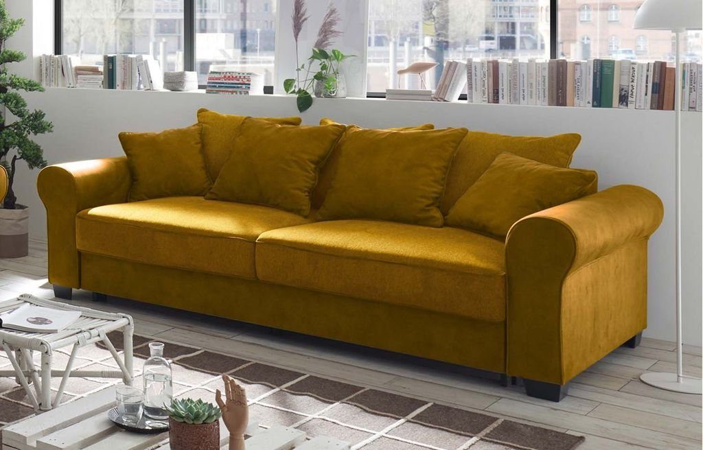 ED EXCITING DESIGN 3-Sitzer, Aurelia 3-Sitzer Polstergarnitur Couch Sofa 2-farbig Gelb | Einzelsofas