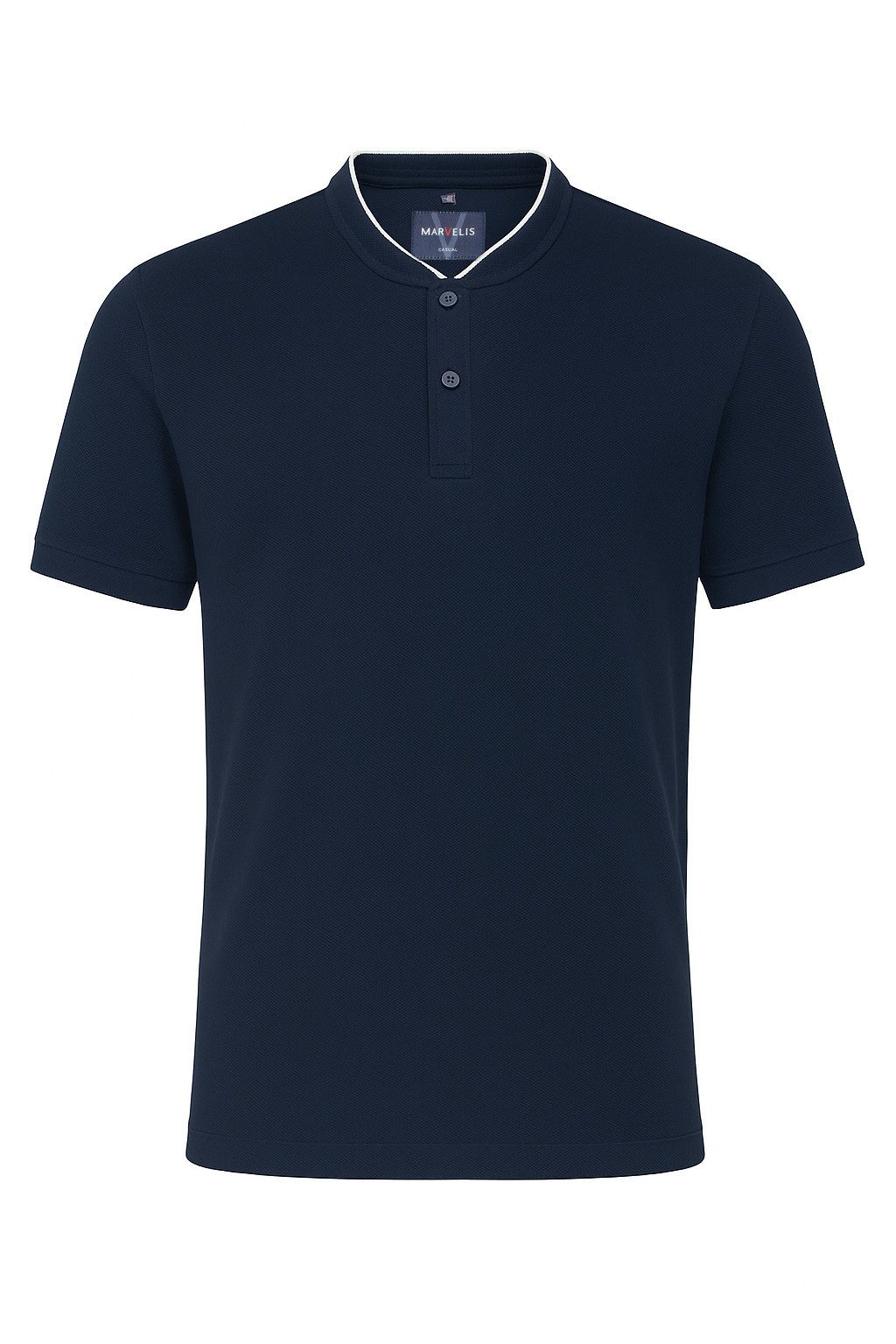 MARVELIS Poloshirt Poloshirt - Stehkragen - Einfarbig - Marine
