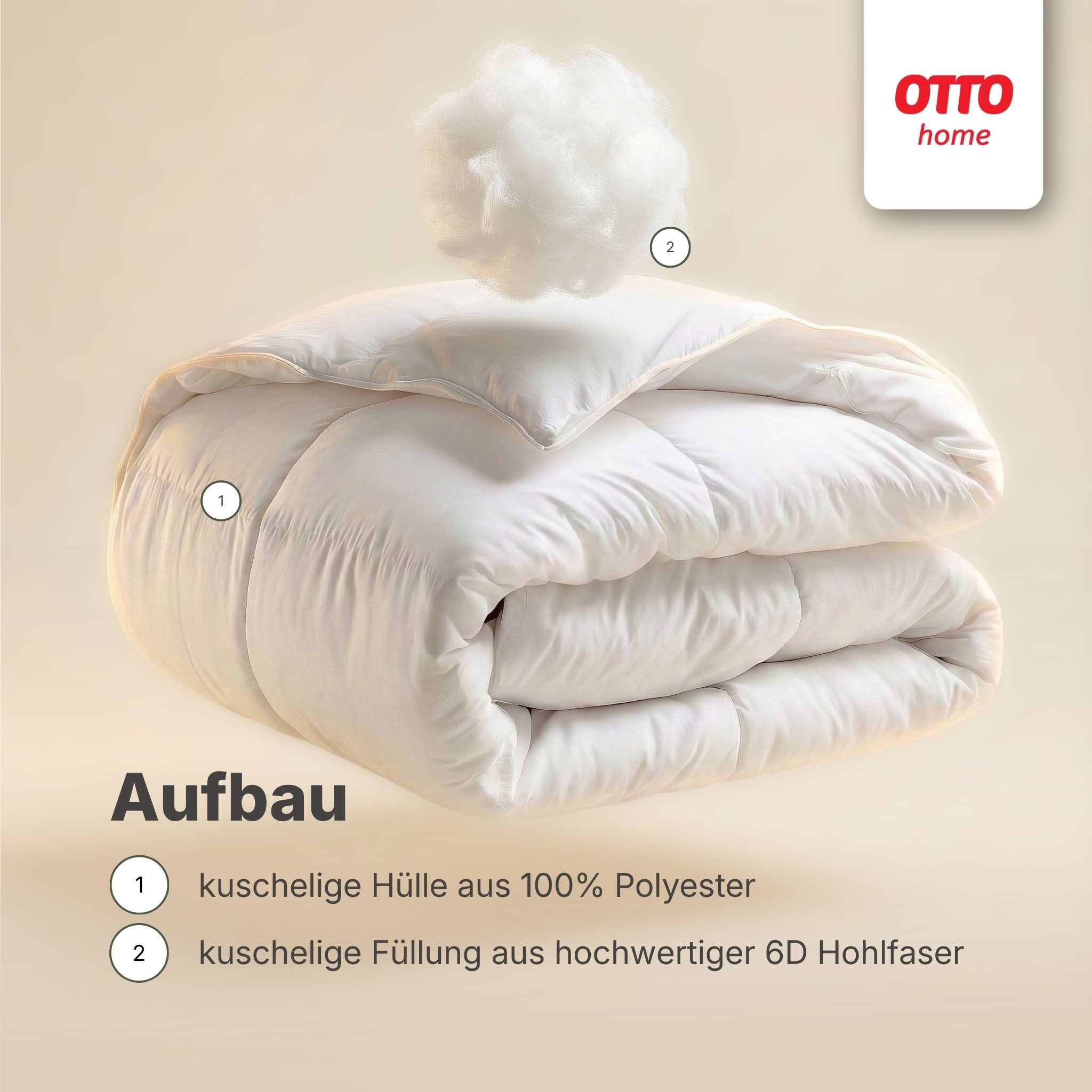 OTTO home Microfaserbettdecke Baca, Bettdecke 135x200 cm, 155x220 cm und weitere Größen, Füllung: aus hochwertiger 6D-Hohlfaser, Bezug: Polyester, Bettdecken, Sommer, Winter, 4-Jahreszeiten, Decke