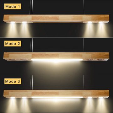 ZMH LED Pendelleuchte Holz Rustikal Hängelampe Esstisch 35W 120cm Wohnzimmer, LED fest integriert, Warmweiß