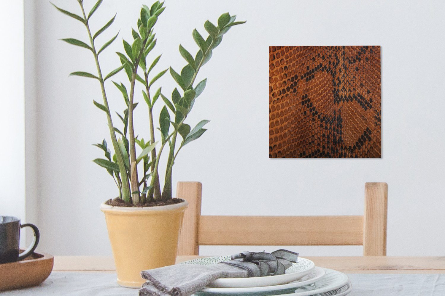 Textur (1 - Wohnzimmer Leinwand für Leinwandbild Tierhaut, - Leder Bilder Schlafzimmer St), OneMillionCanvasses®