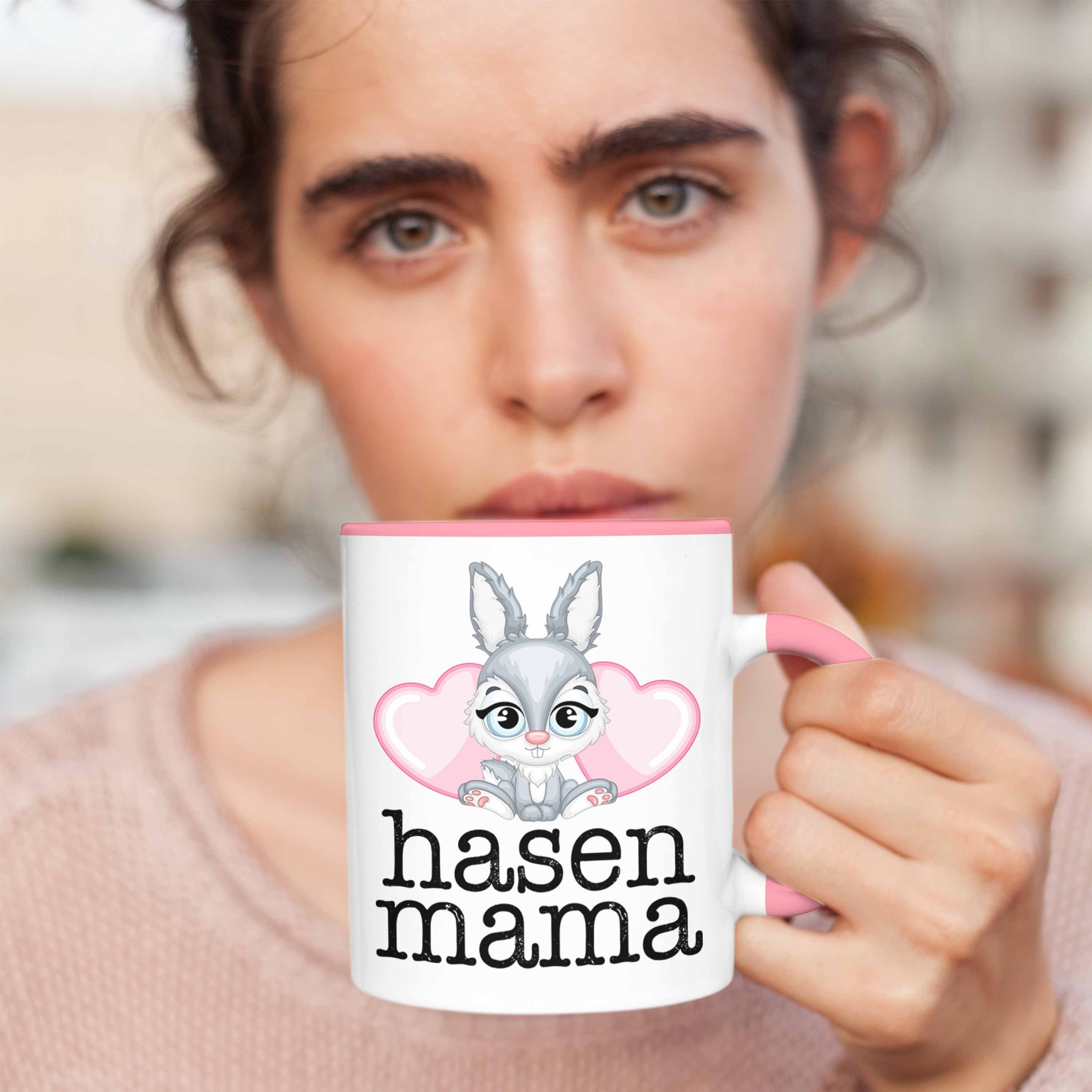 Trendation Tasse Hasen Tasse Mama Geschenk Hasen Kaninchen Hasen-Besitzer Rosa Kinder