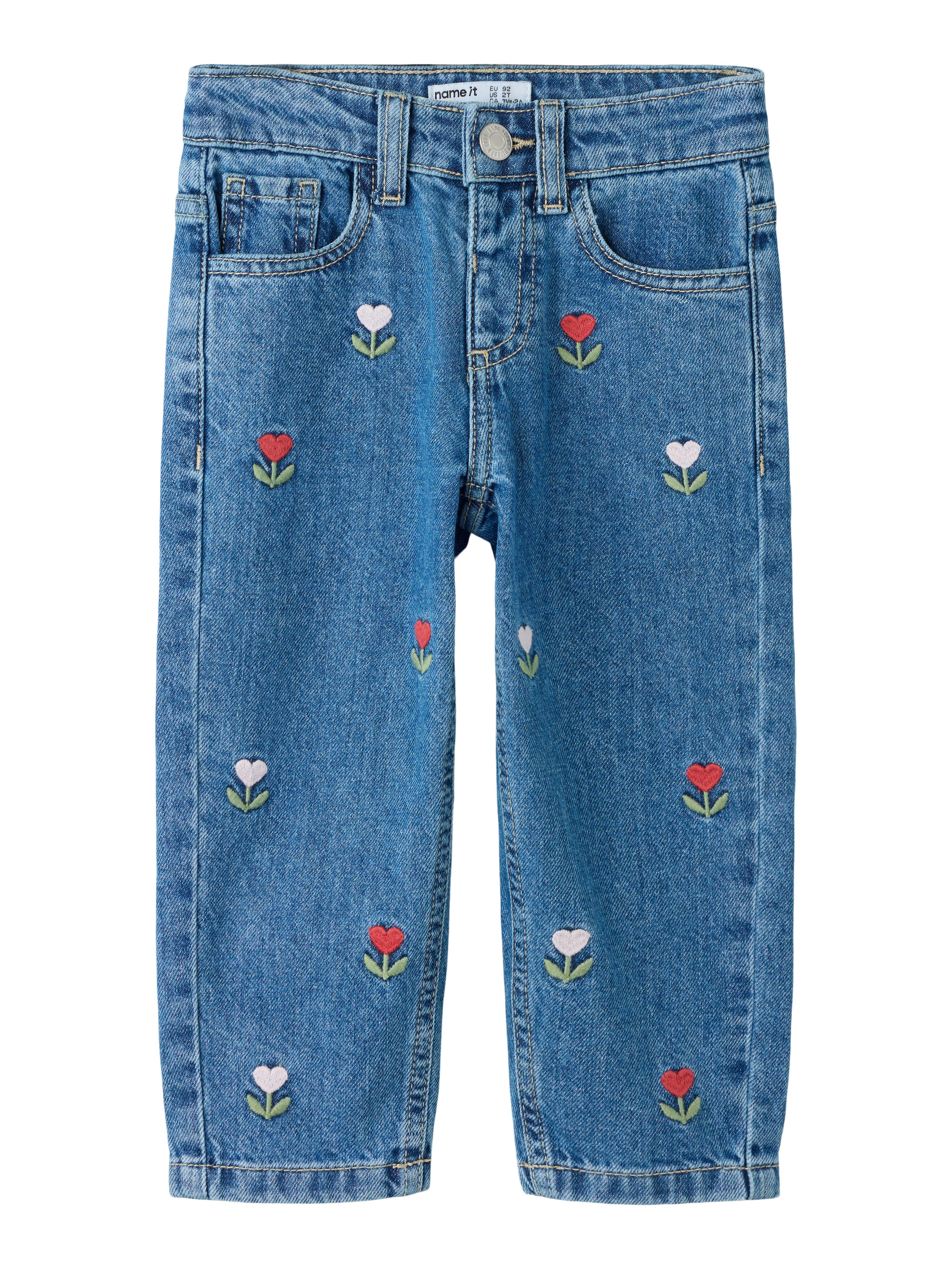 Name It Mom-Jeans NMFBELLA MOM DNM EMB JEANS 5526-BP Baumwolle, mom fit