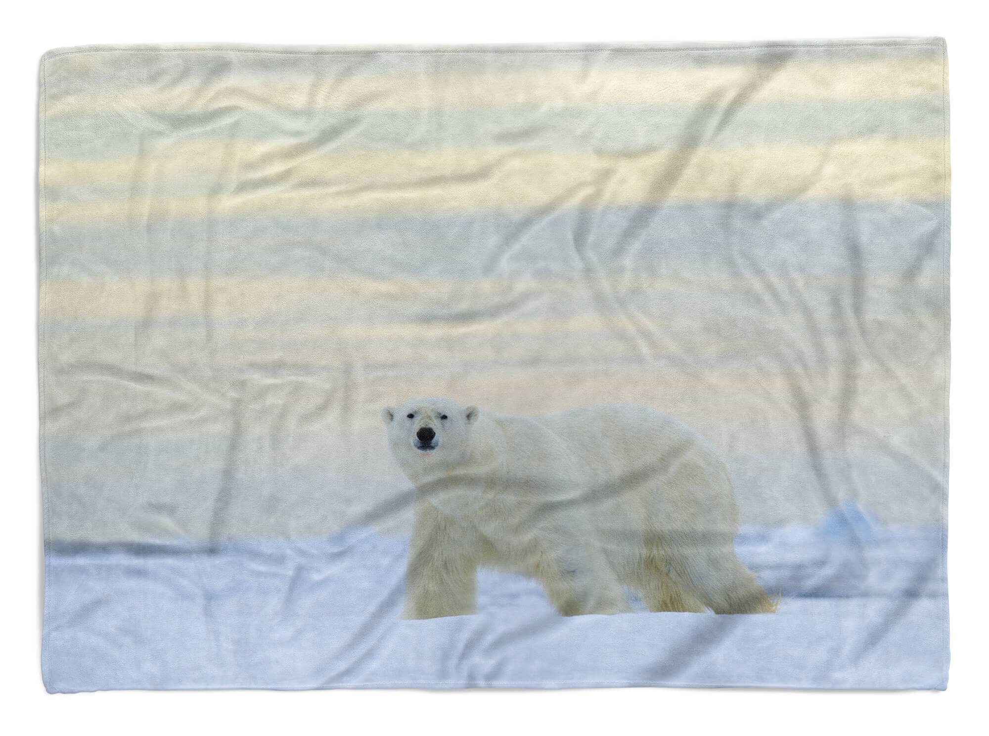 Sinus Art Handtücher Handtuch Strandhandtuch Saunatuch Kuscheldecke mit Tiermotiv Eisbär Nordpol, Baumwolle-Polyester-Mix (1-St), Handtuch