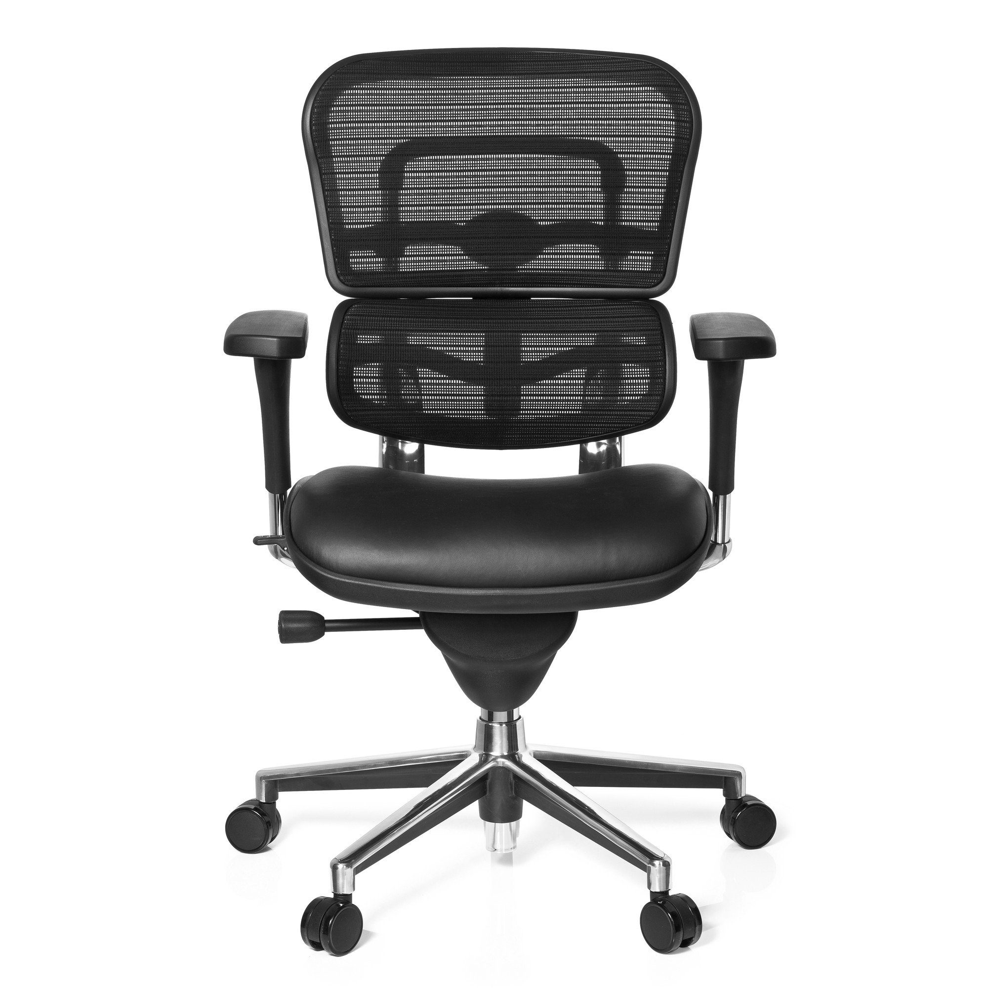 (1 BASE St), hjh Luxus Drehstuhl Leder Chefsessel ERGOHUMAN Bürostuhl ergonomisch OFFICE