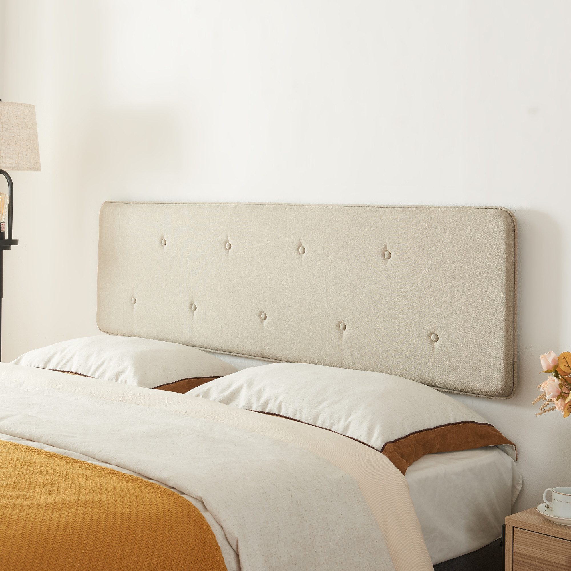 en.casa Kopfteil, »Tokke« gepolstert 140 x 52 cm Beige