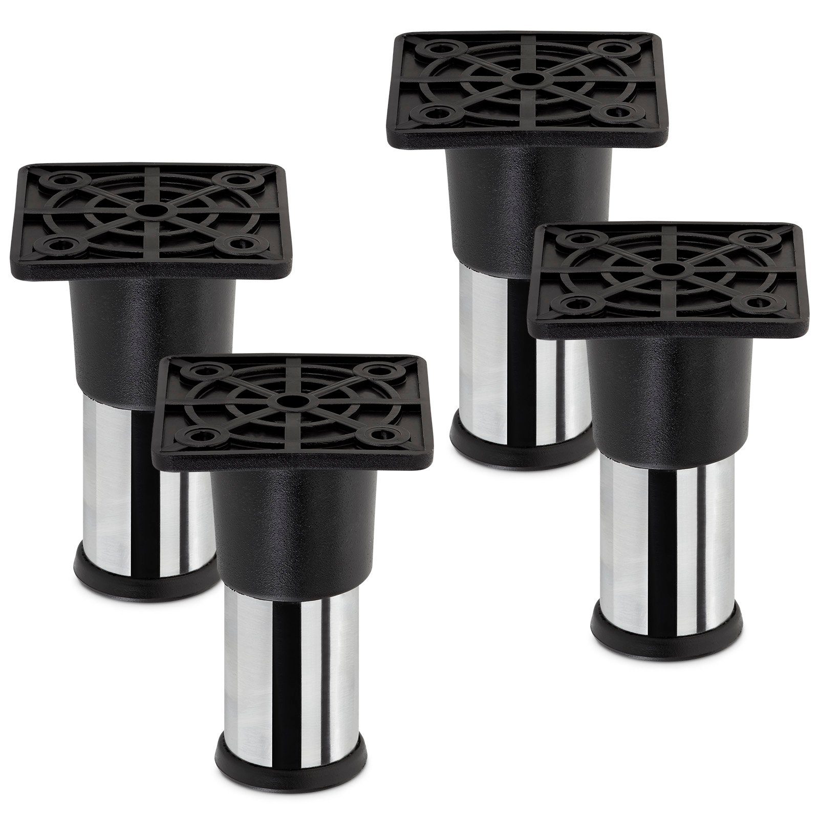 SO-TECH® Möbelfuß 4er Set Möbelfüße ALFA Ø 25 mm Höhe: 70-150 mm Chrom poliert, höhenverstellbar