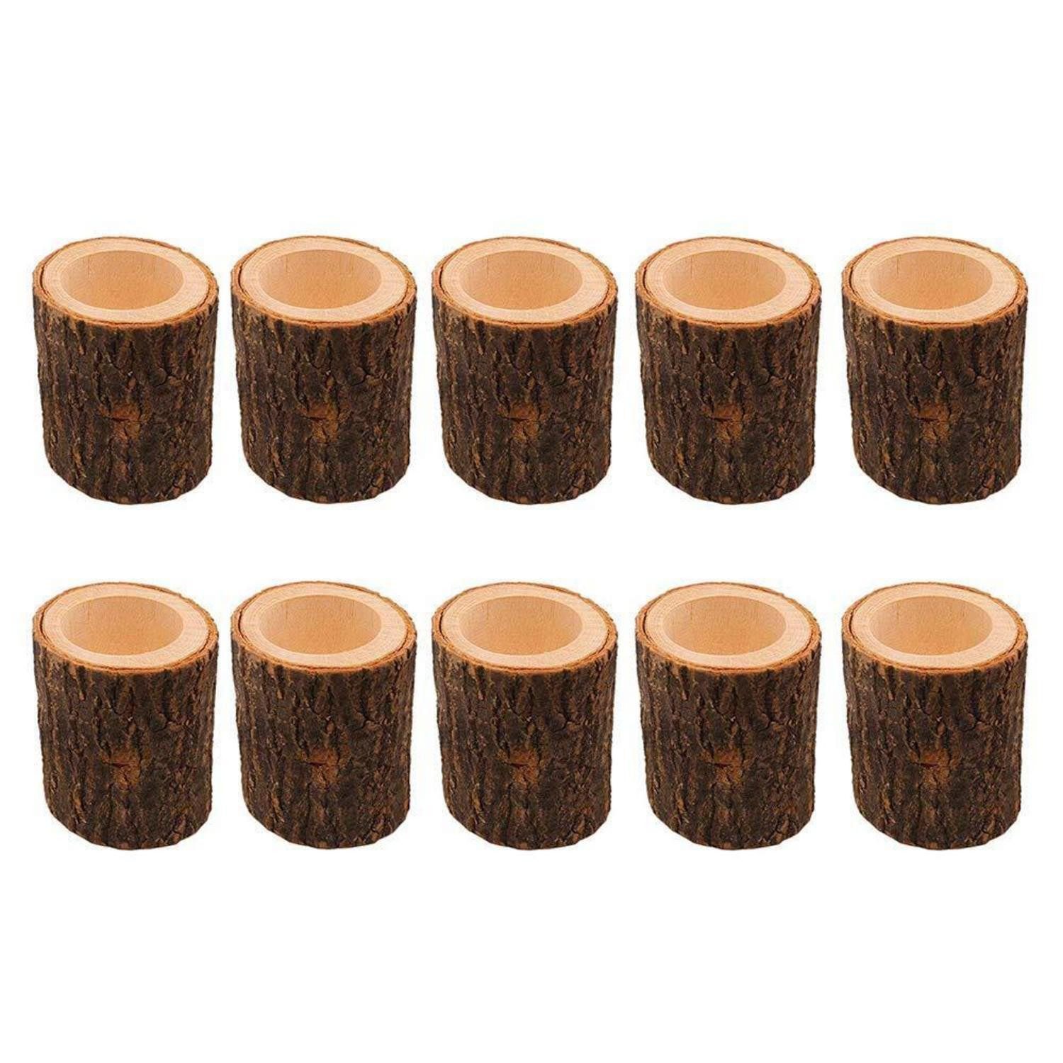 LuxusKollektion Kerzenständer Holz Rinde Kerzenhalter 4 Stk. Deko Blume Topf 2.4x2.7 Zoll (4 St)