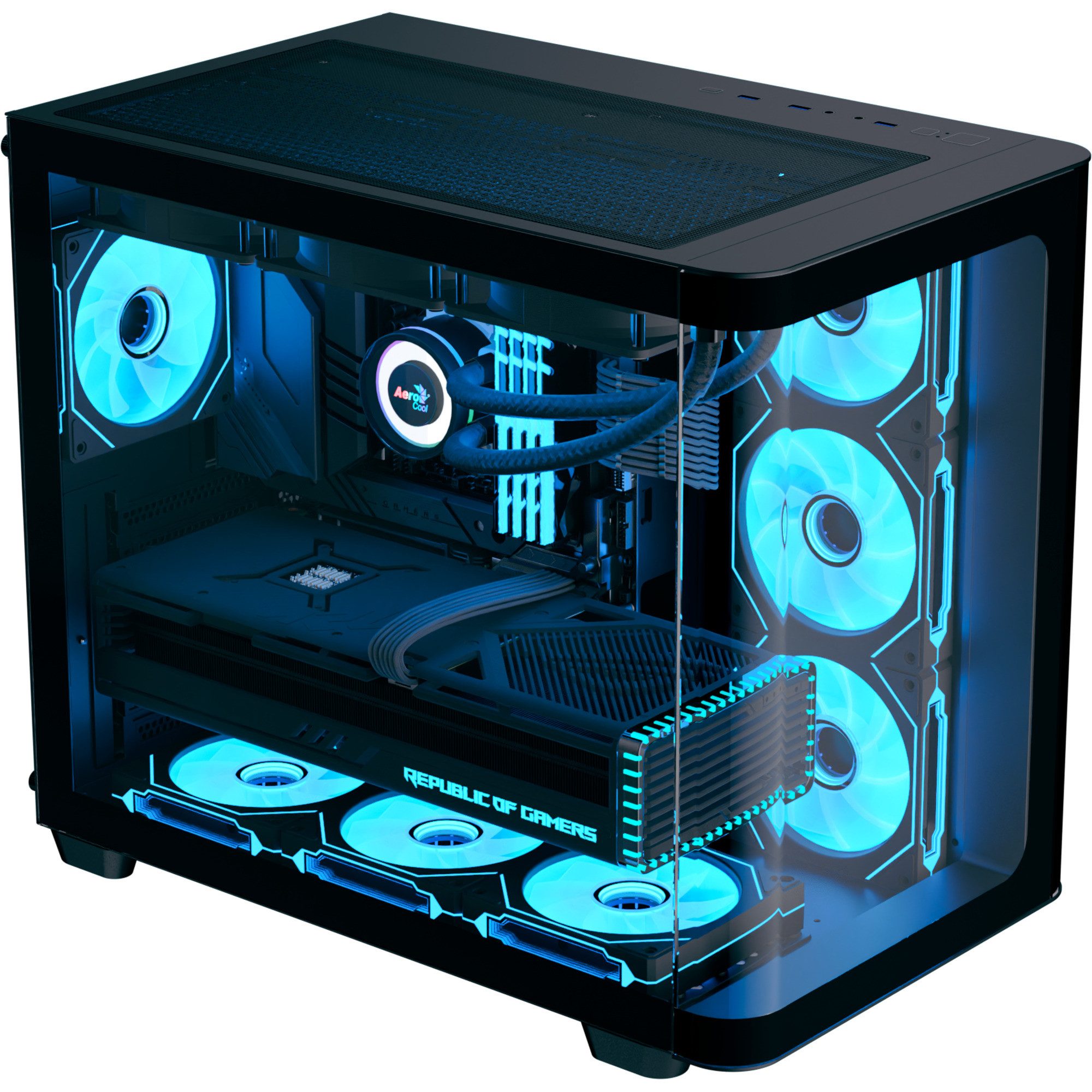 Aerocool PC-Gehäuse Aerocool P500C-G-BK-v1, Tower-Gehäuse, (Tempered
