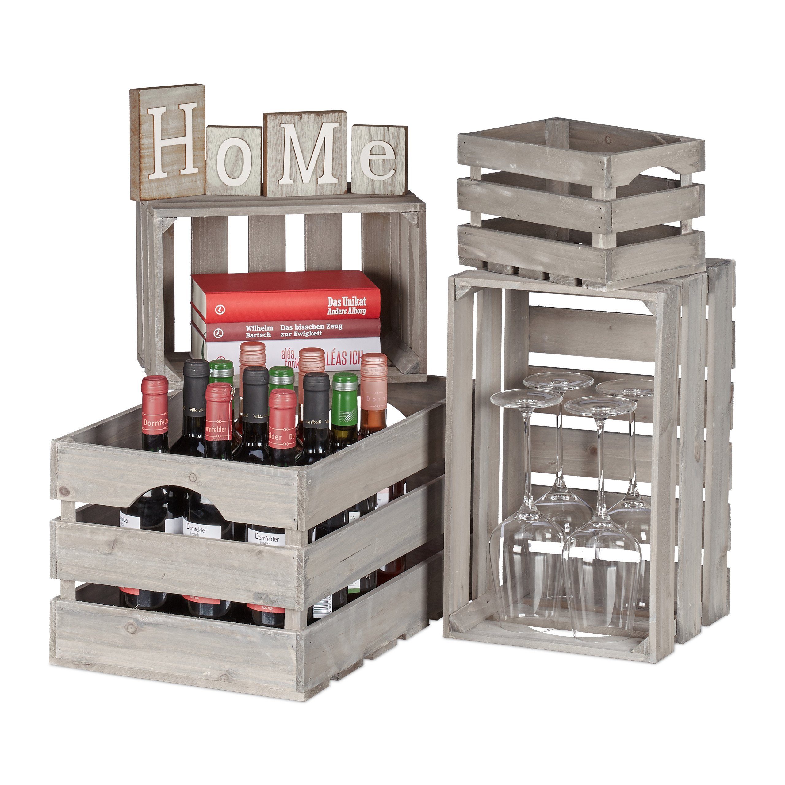 Holzkiste Shabby Holzkiste im 4er Set