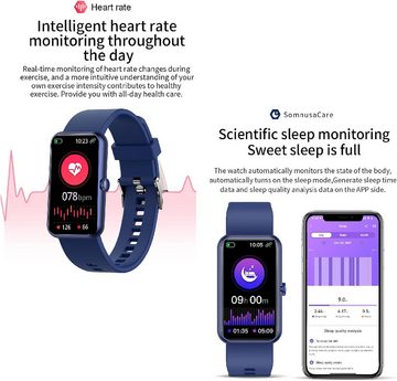 Shepatio Fitness-Tracker Herren's und Damen's IP68 Wasserdicht Smartwatch (Android/iOS), mit Schlafmonitor SpO2 monitor