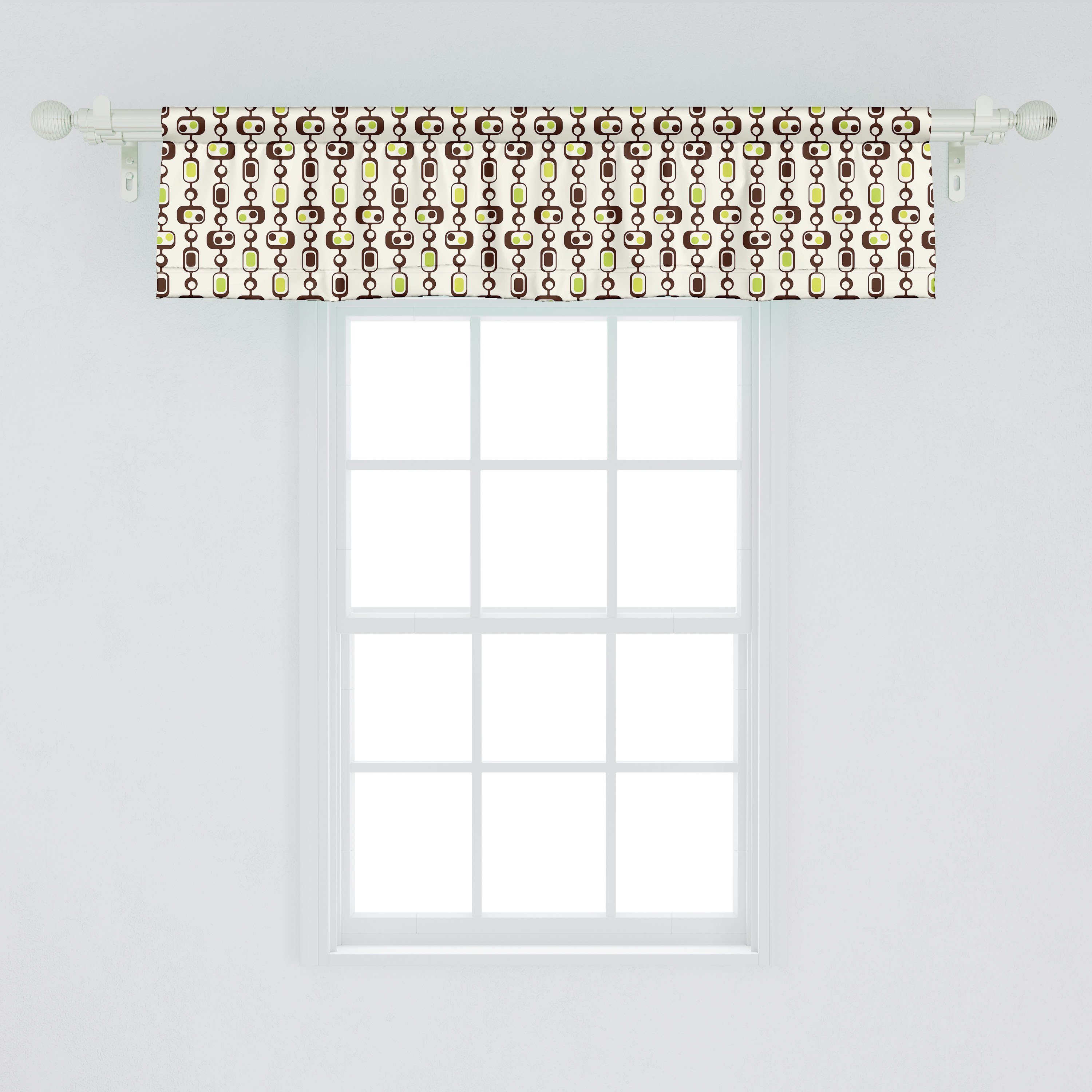 Scheibengardine Vorhang Volant Microfaser, Dekor Element Schlafzimmer Geometrisch mit für Rectangle Stangentasche, Abakuhaus, Küche