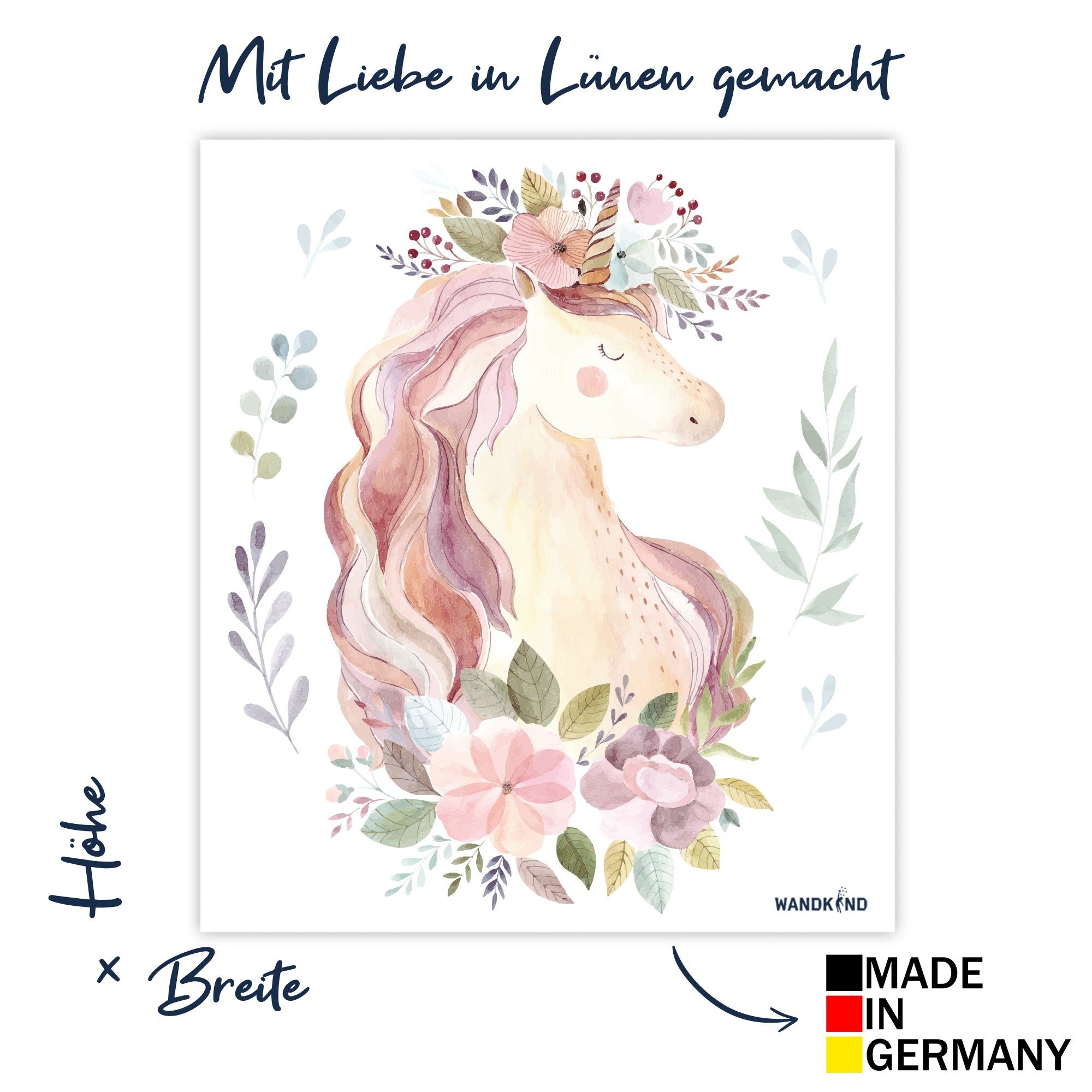 WANDKIND Wandtattoo Magisches Einhorn V251, rückstandslos abziehbar